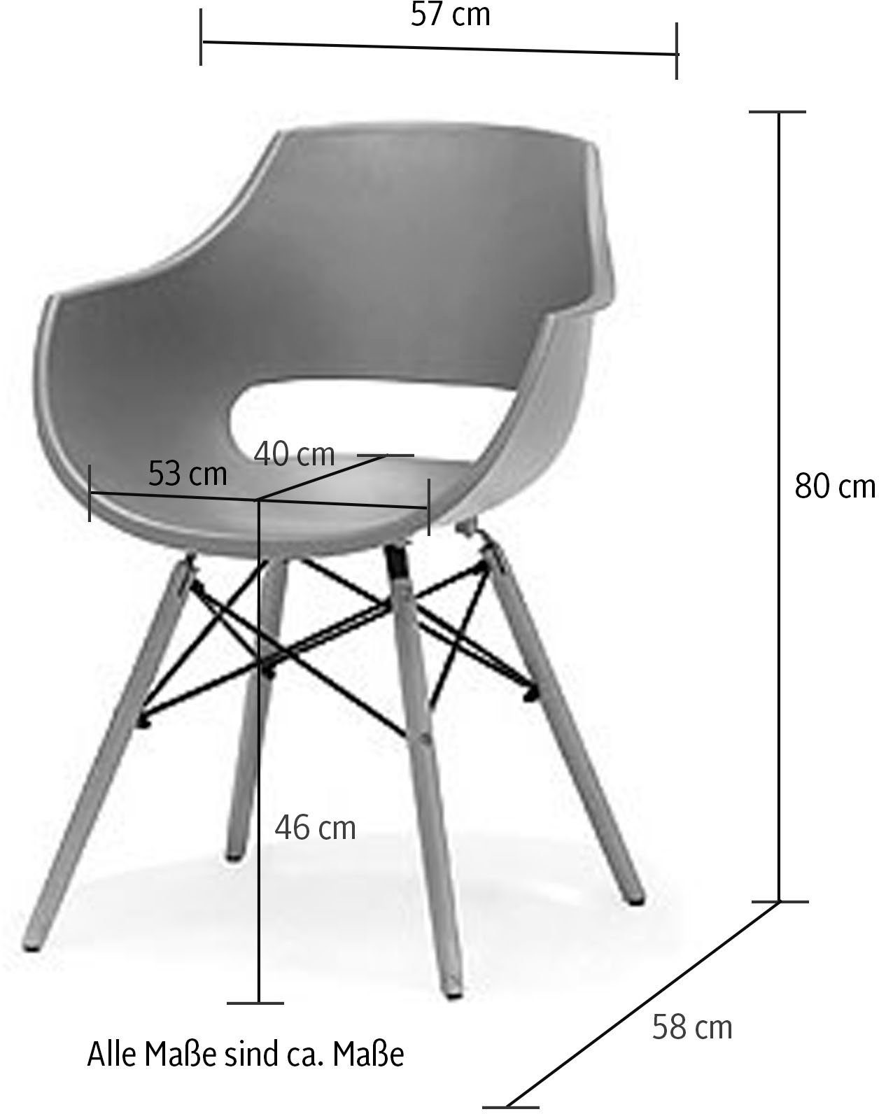 MCA | grau Esszimmerstuhl ROCKVILLE schwarz lackiert grau furniture | matt