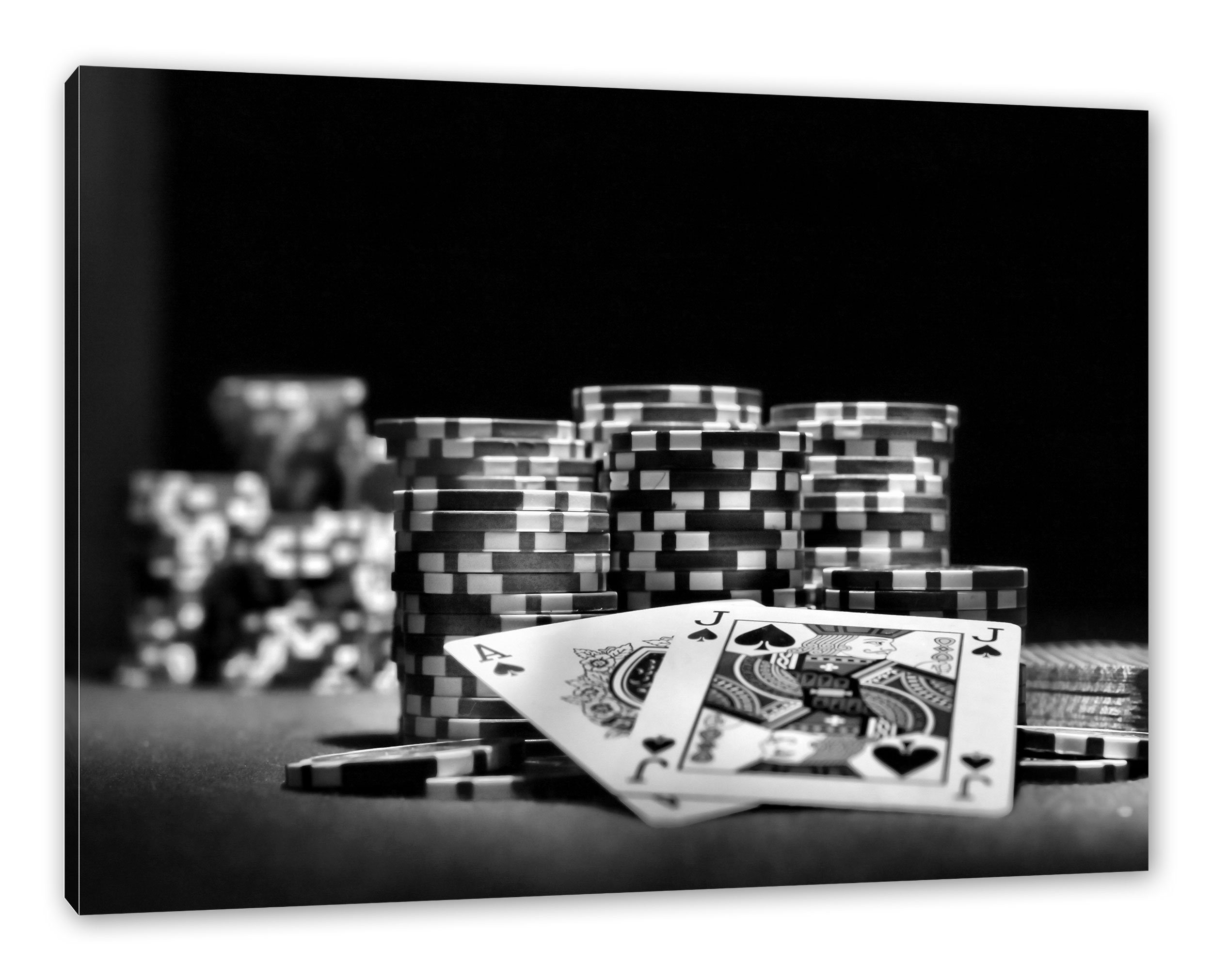 Pixxprint Leinwandbild Pokertisch Las Vegas, Pokertisch Las Vegas (1 St), Leinwandbild fertig bespannt, inkl. Zackenaufhänger
