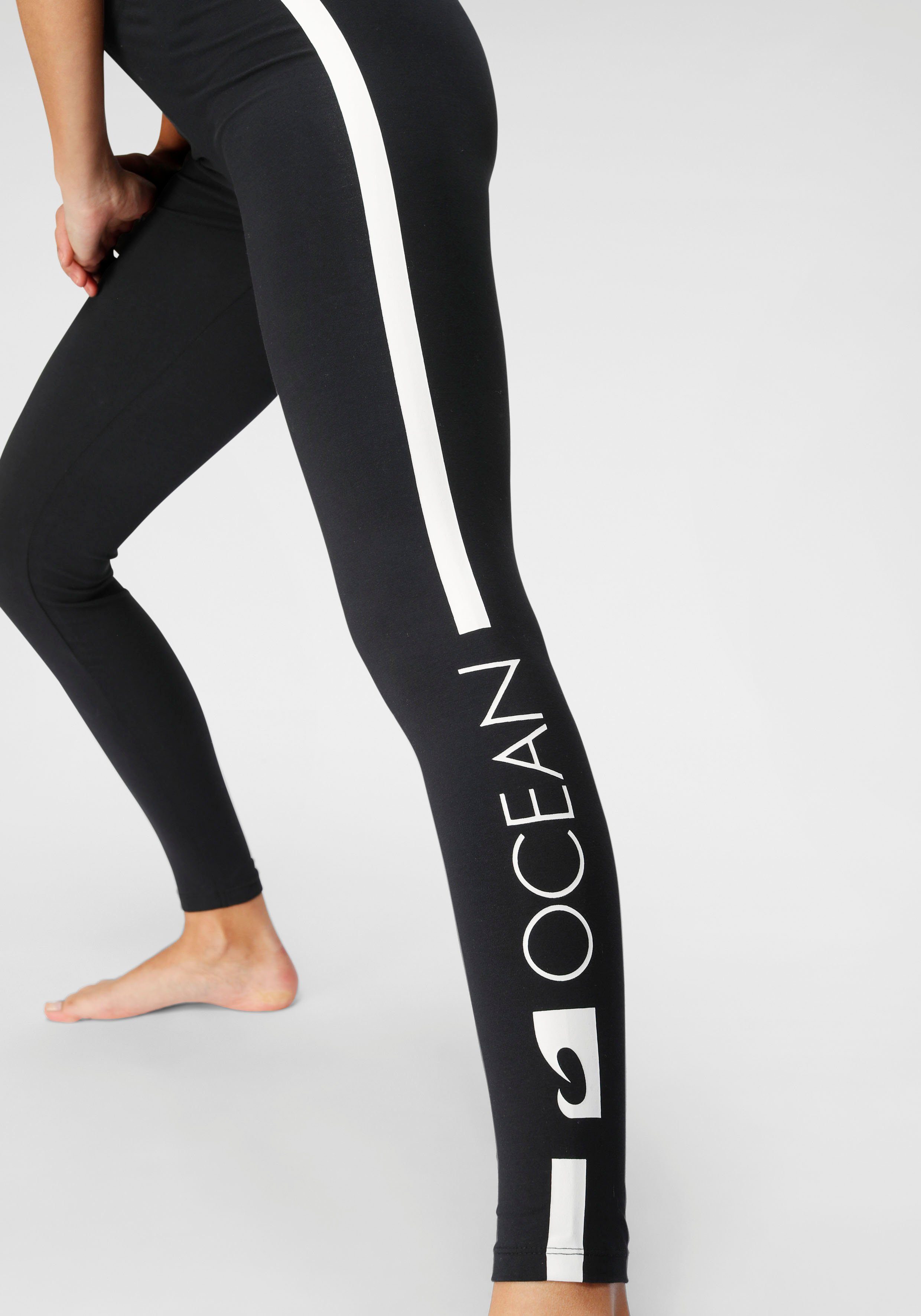 Kontraststreifen Logodruck Ocean Leggings mit 2er-Pack) und (Packung, Sportswear