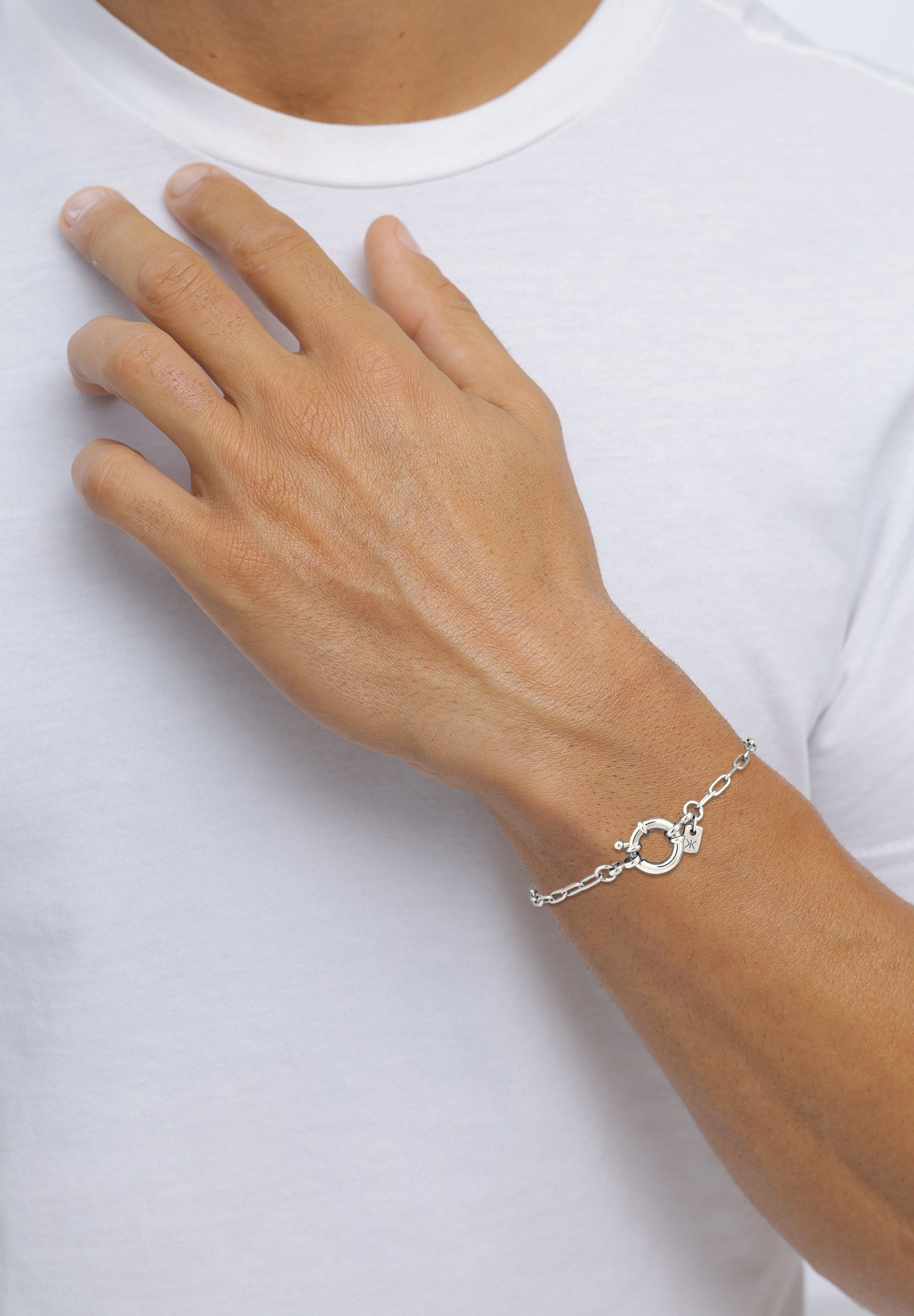 Kuzzoi Silberarmband Glieder Oval Federring 925 Sterling Silber