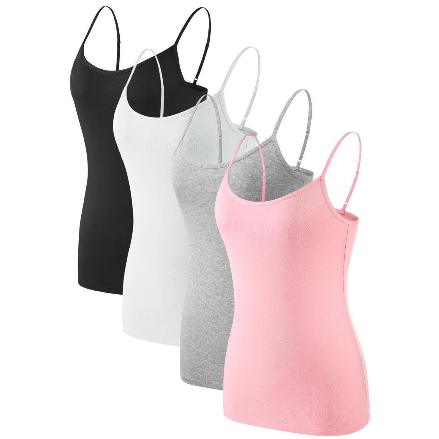 LuxusKollektion Spaghettitop Damen Unterhemden 4er Pack Spaghettiträger Verstellbar XL