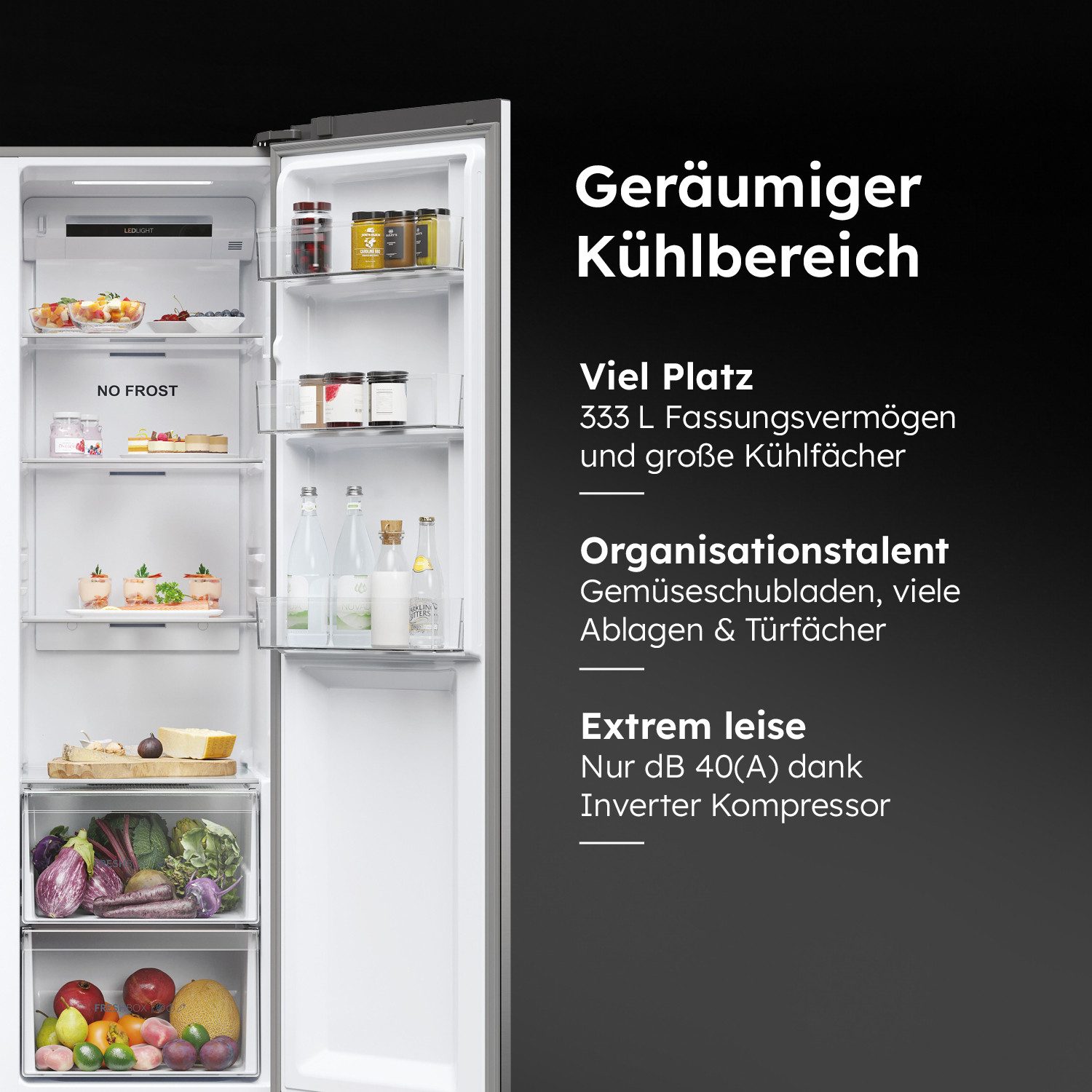 Haier Side-by-Side SBS Slim HSR5918DIMP, 177,5 cm hoch, 90,8 cm breit, 178 cm hoch, 91 cm breit, Nutzinhalt: 511 Liter, Extrem leise