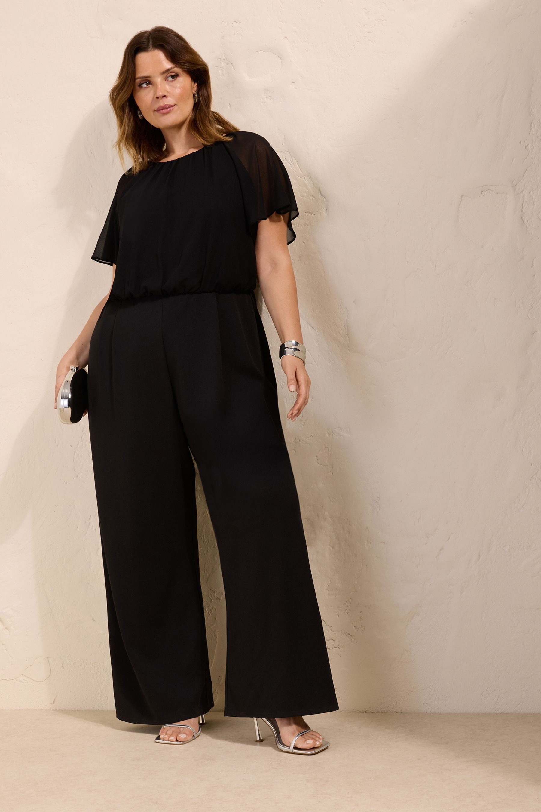 Friends Like These Jumpsuit Friends Like These Scuba-Jumpsuit + Chiffon, Curve (1-tlg)