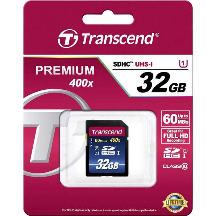 Transcend SDHC Karte 32GB Premium Class 10 UHS-I Speicherkarte TB9327