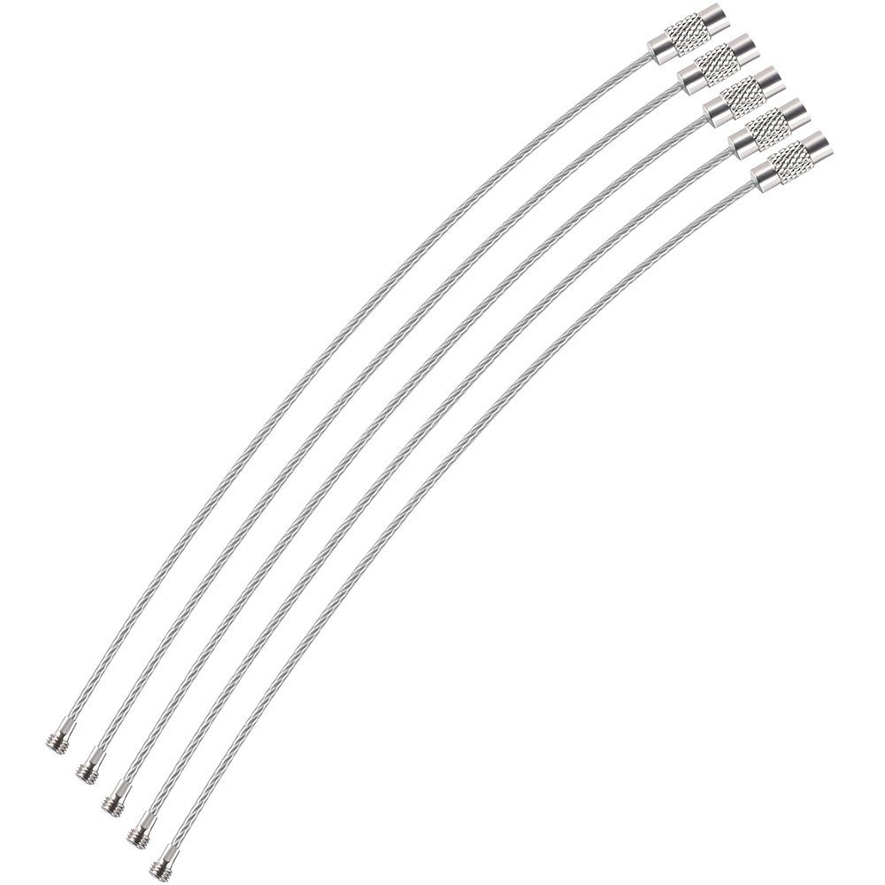 Schlüsselanhänger Set 5x Drahtringe Schlüsselringe aus Drahtseil 1,5x 150mm Edelstahl Ø45mm