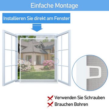 Clanmacy Insektenschutz-Fensterrahmen Fliegengitter Insektenschutz Fenster Mückenschutz Gaze 120x140CM