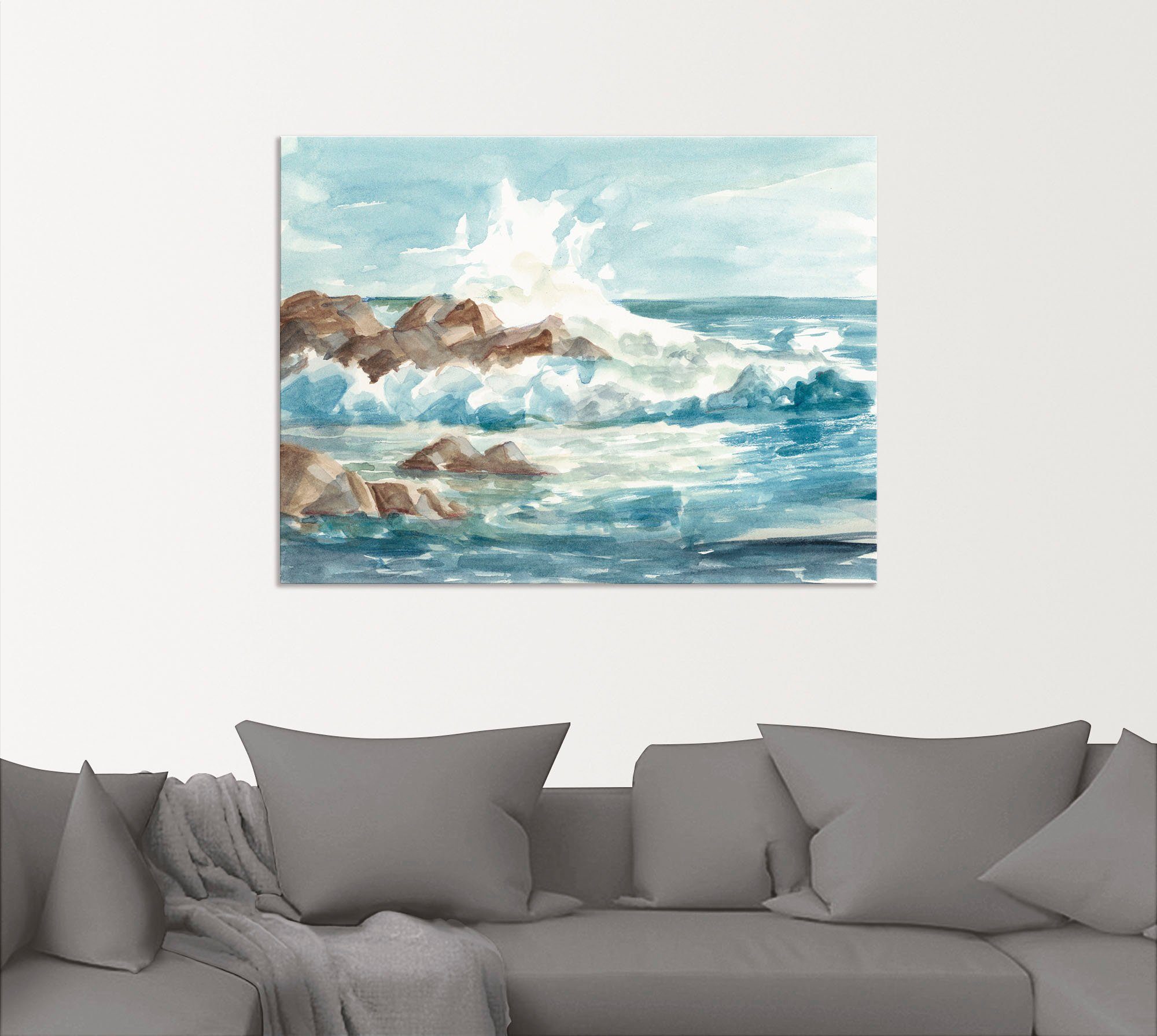 Wandbild Küste in Küste oder Alubild, (1 St), versch. Leinwandbild, Wasserfarben Größen Poster als I, Artland Wandaufkleber