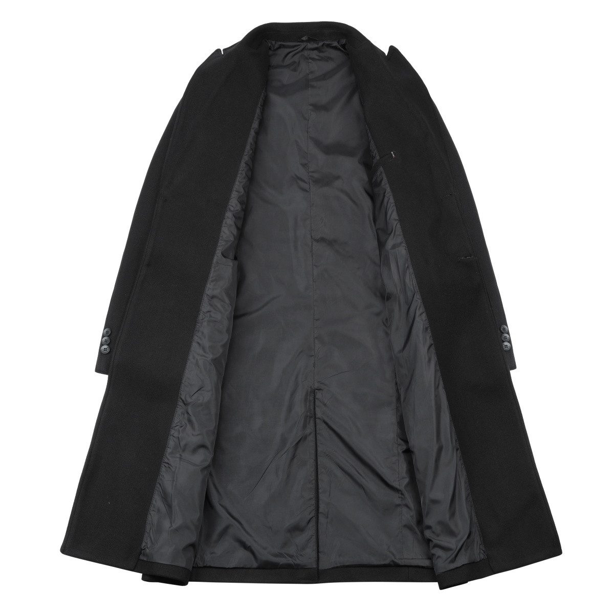 Allthemen Wollmantel Herren Knielang Zweireihig Langmantel Winter Herrenmantel Slim Fit