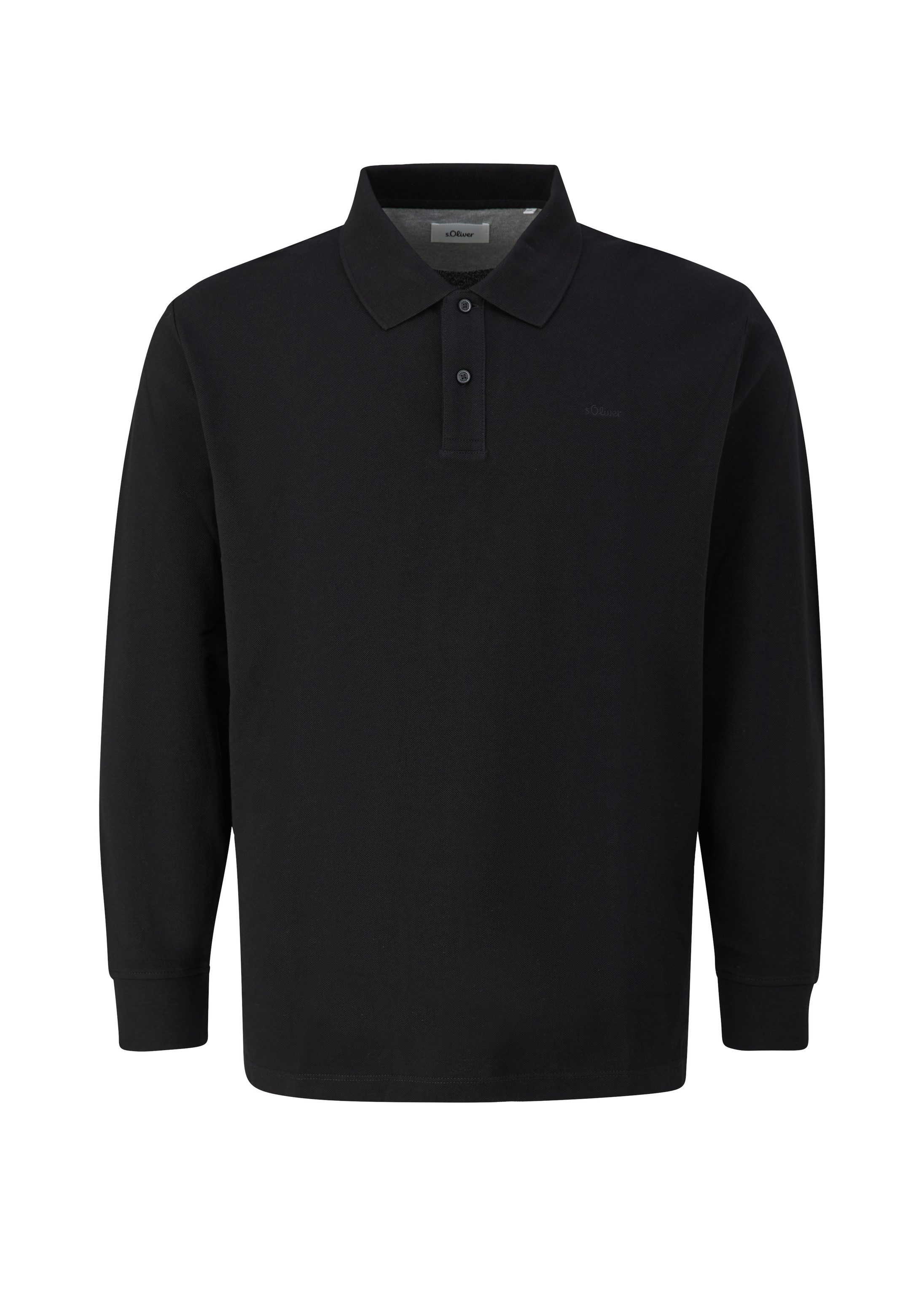 s.Oliver Langarmshirt Polo-Shirt Langarm-Poloshirt aus Baumwoll-Piqué