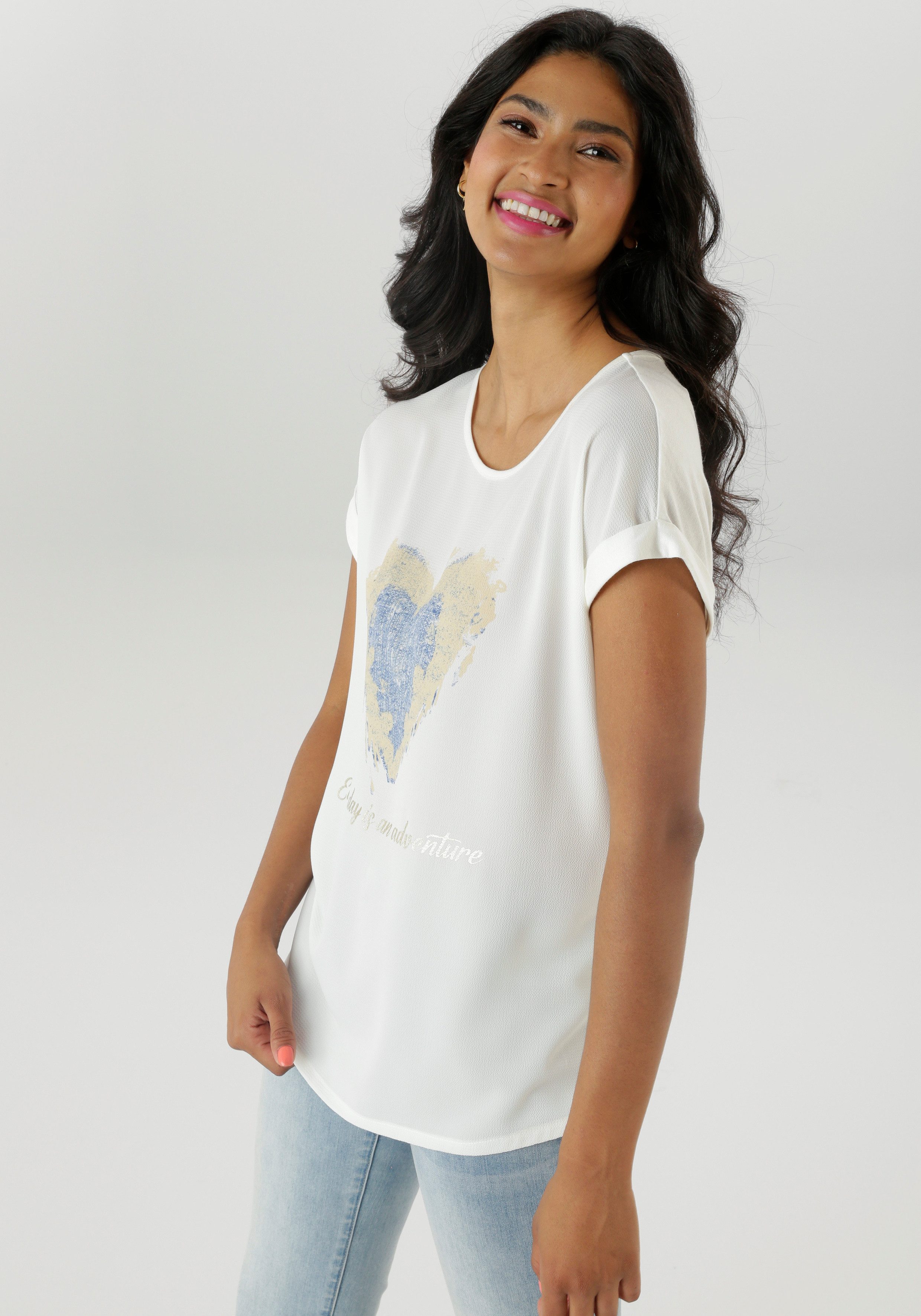 Aniston SELECTED Shirtbluse teilweise mit glänzenden, günstig online kaufen