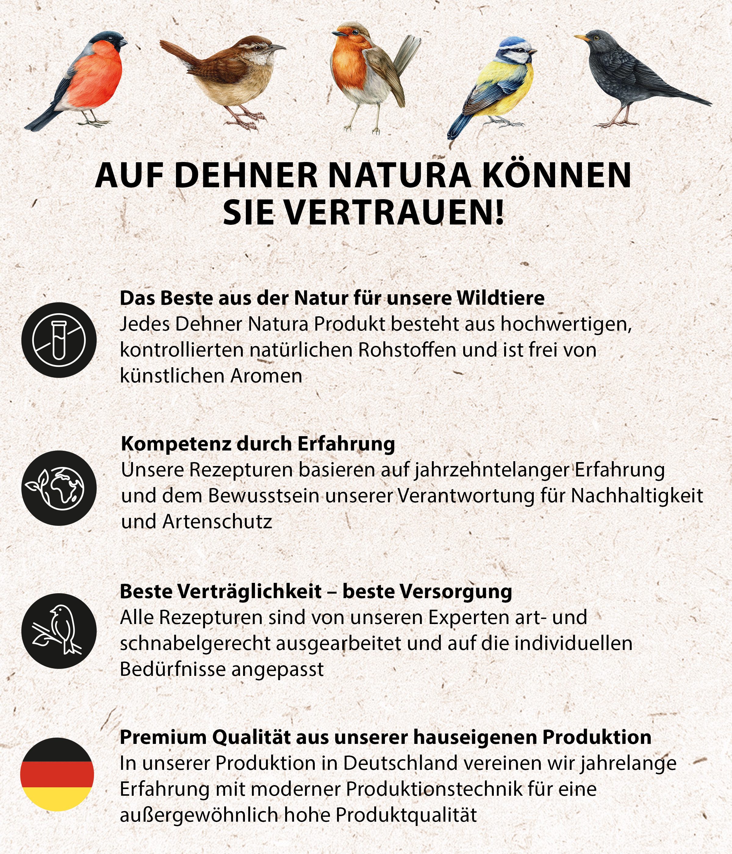 Dehner Natura Premium Erdnusskerne gehackt, Wildvogelfutter schalenfrei Erdnuss, Kraftfutter für: Gartenvögel, Wildvogel, hochwertiges Fettfutter für Meise, Rotkehlchen, Amsel, Buchfink