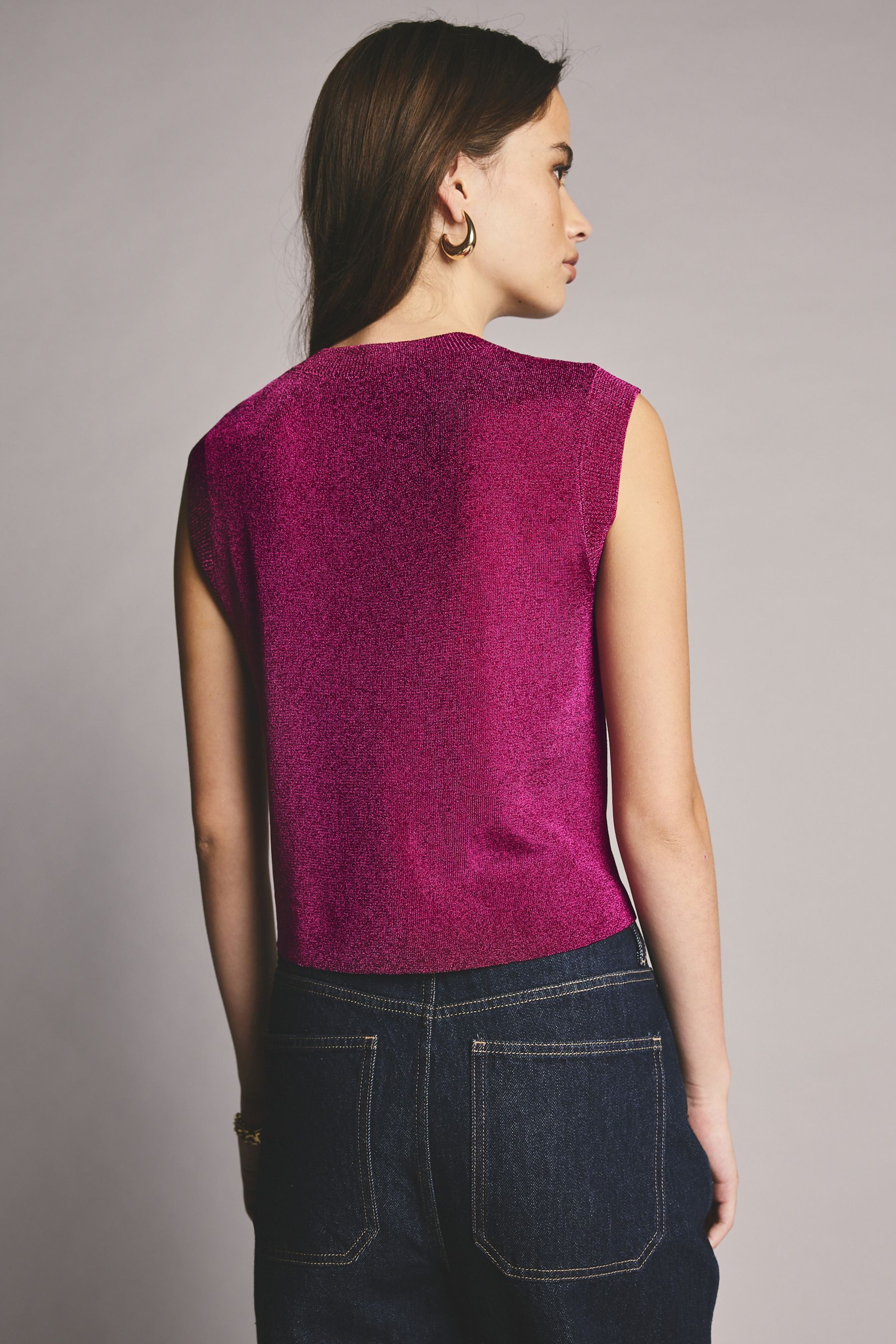 Next Stricktop Ärmelloses Glitzer-Strick-Tanktop Pullunder (1-tlg) günstig online kaufen