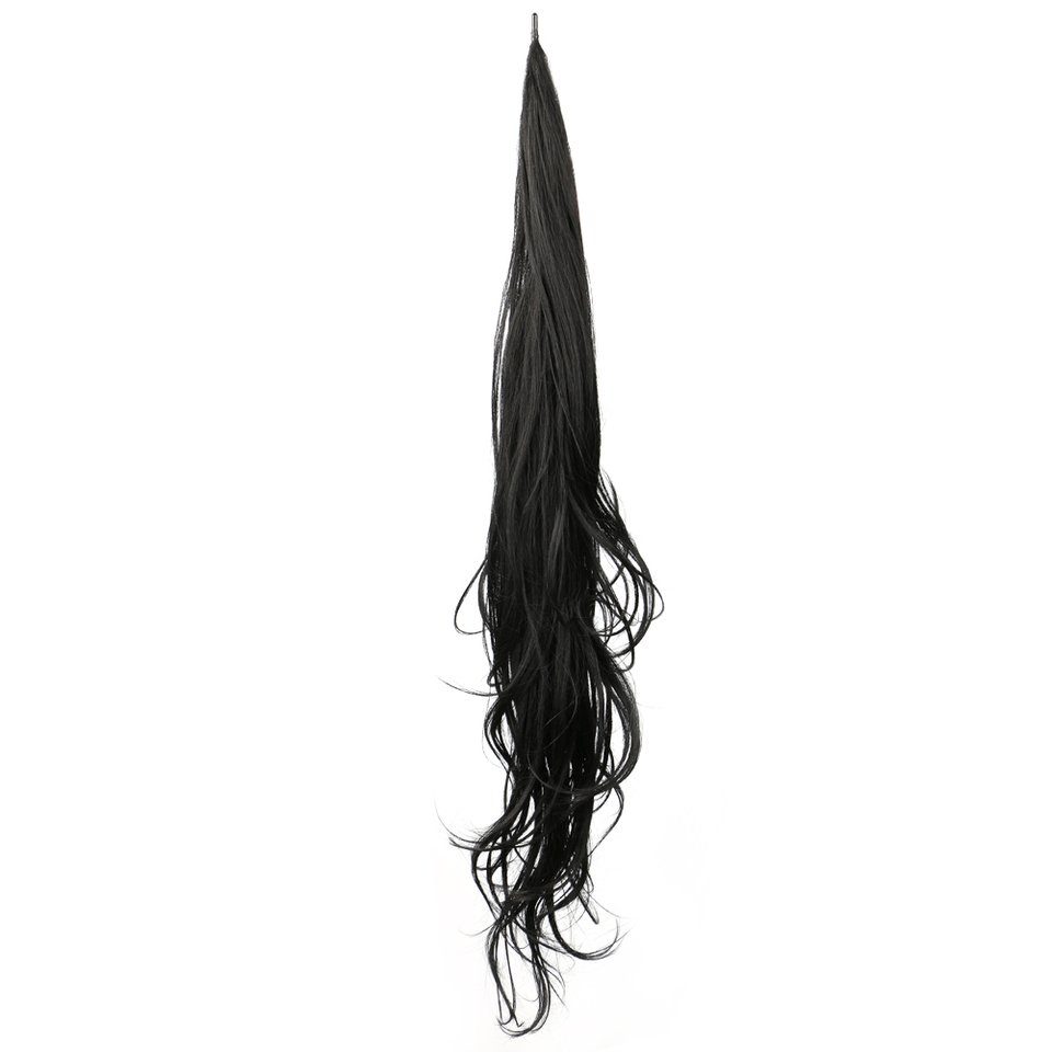 schwarz Kunsthaar-Extension in zum Einsetzen Pferdeschwanz MyBeautyworld24 einfachen Pony-Haar für Fülle