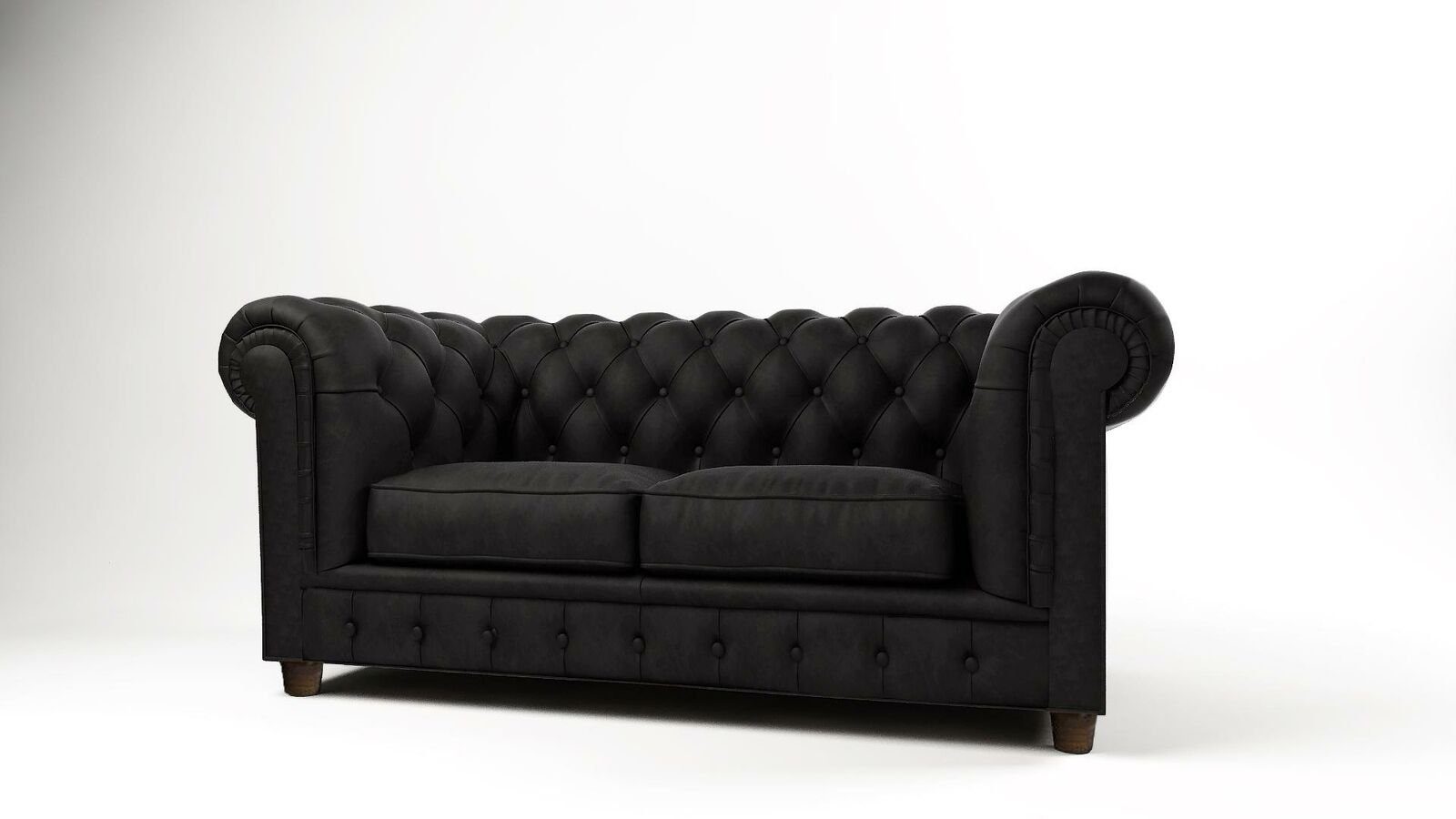 Made Polster in Schwarzer Chesterfield Couch Modern, 3-Sitzer JVmoebel Neu Designer Sofa Europe