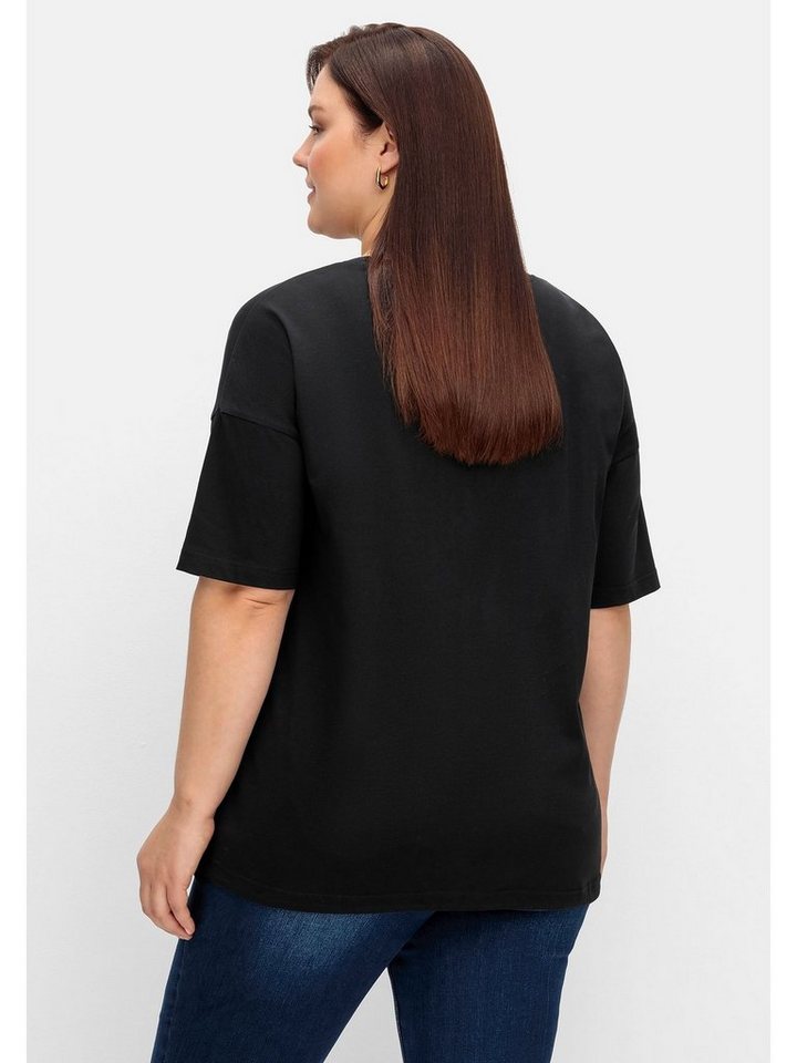 Sheego T-Shirt Große Größen mit Tunnelzug und seitlichem Schriftzug