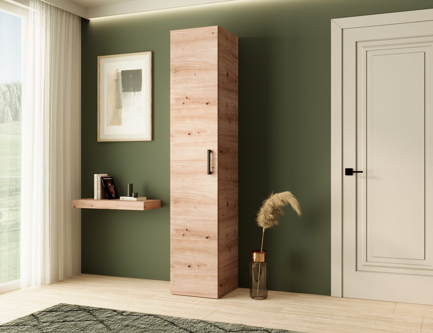 Beautysofa Garderobenschrank mit einer Tür MARGARET IV (passt perfekt in jeden Raum, in zwei Breiten zur Auswahl: 40cm oder 60cm) mit hoher Funktionalität und einer Kleiderstange