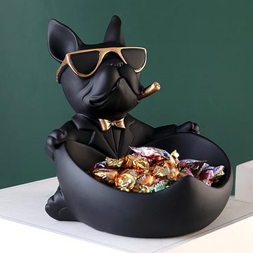 HYTIREBY Tierfigur Französische Bulldogge Figur,Französische Bulldogge Schlüsselschale (1 St), Schlüssel Aufbewahrungs Modern Skulptur Deko für Flur Wohnzimmer
