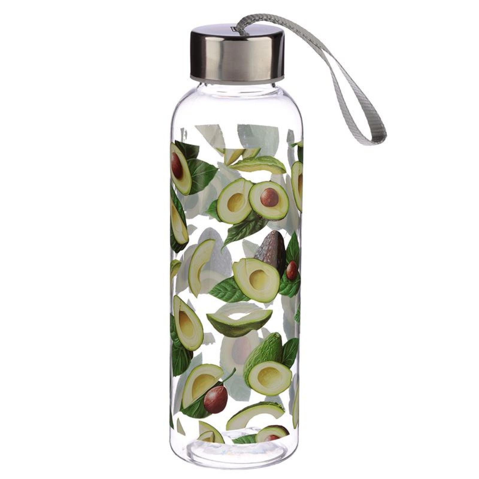 Puckator Trinkflasche Avocado Design Wasserflasche mit metallischem Deckel  550ml