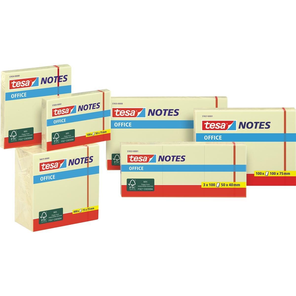 tesa Haftnotizblock Tesa 57657-00001-05 Office Notes 100 Blatt 100 x 75mm gelb