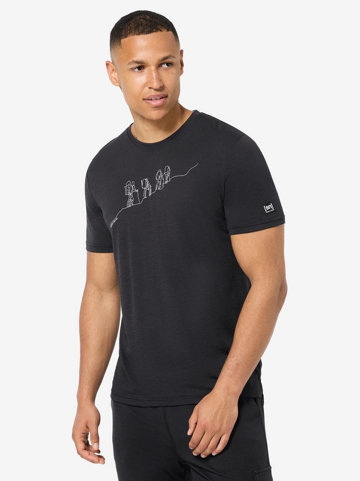 SUPER.NATURAL T-Shirt für Herren, aus Merinowolle M HIKING TEE mit coolem Outdoor Motiv