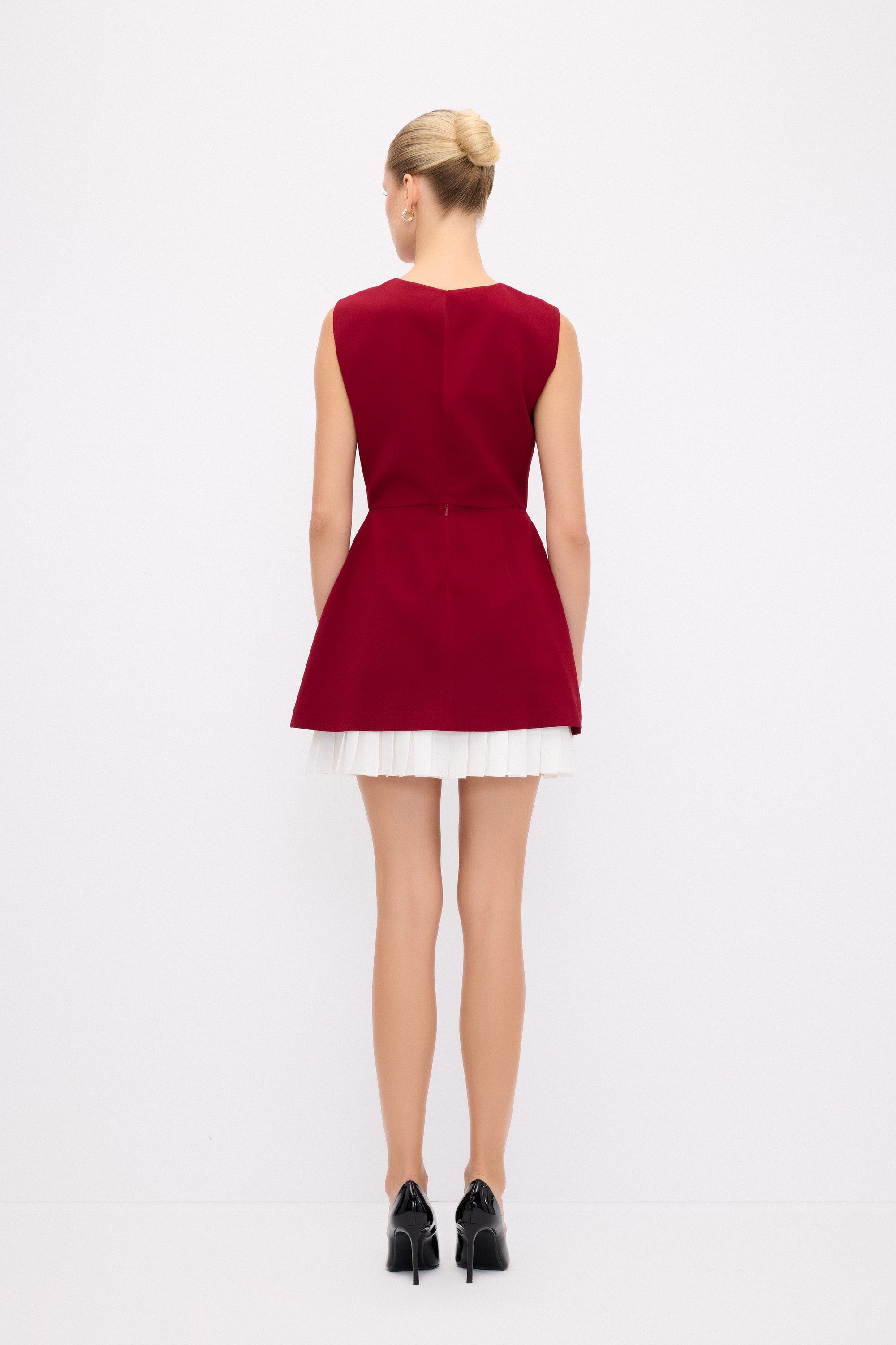 adL Cocktailkleid Ärmelloses Plissiertes Kleid – Bild 3 von 5