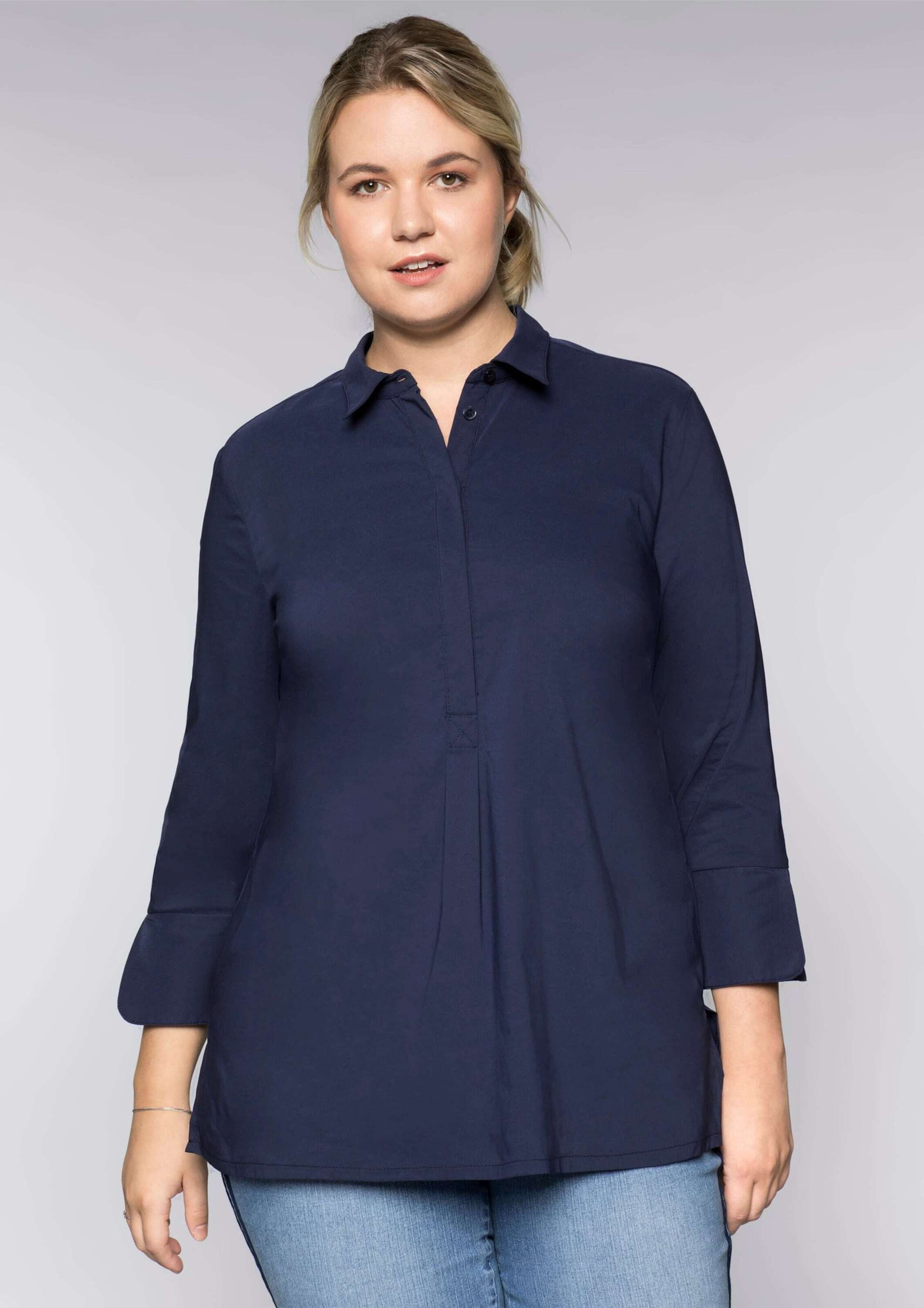 Sheego Klassische Bluse Tunika 3/4-Arm