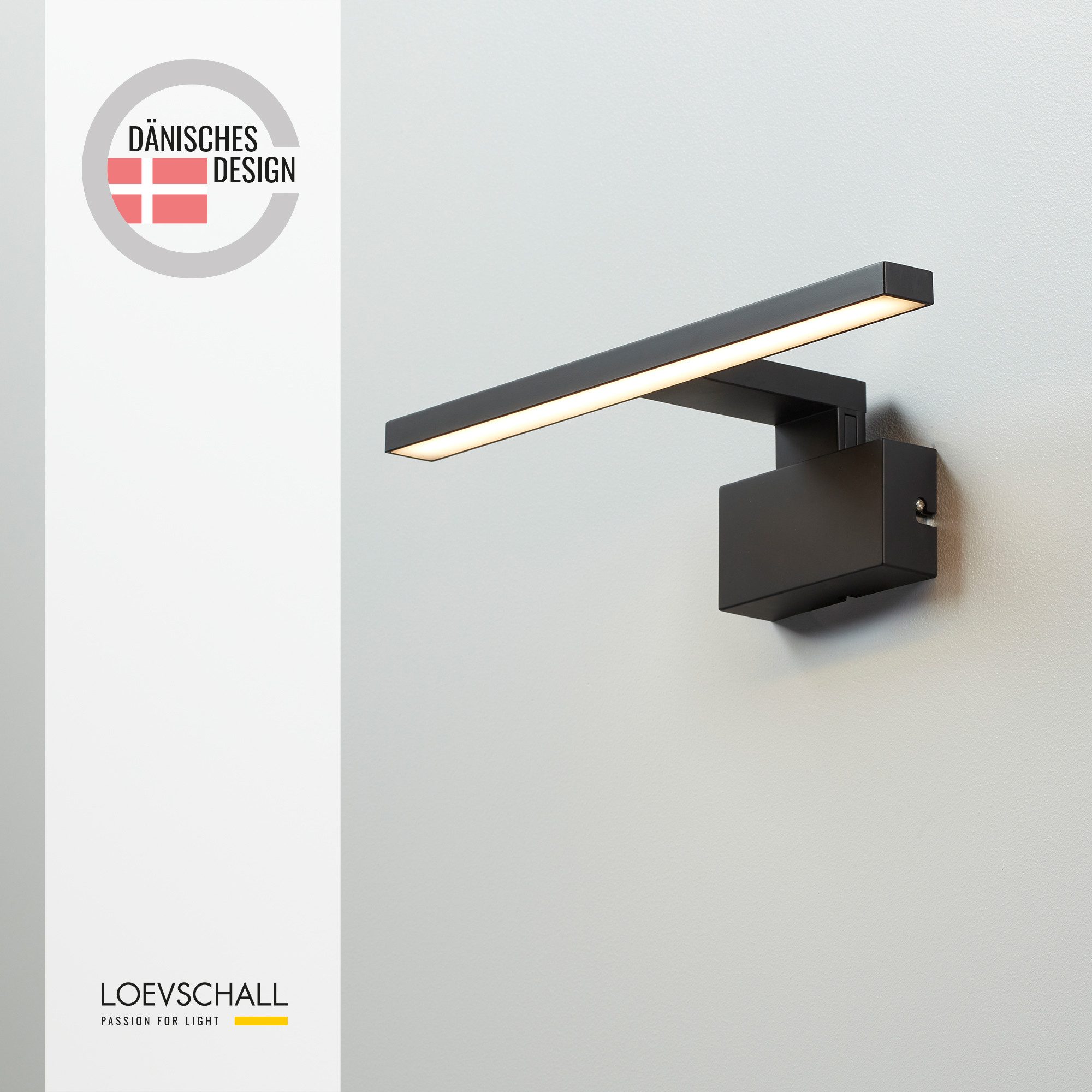 Loevschall Spiegelleuchte Lagan NextGen, Badezimmer Lampe, LED Spiegelleuchte, LED fest integriert, Neutralweiß, Tageslichtweiß, Warmweiß, Spiegellampen für das Bad