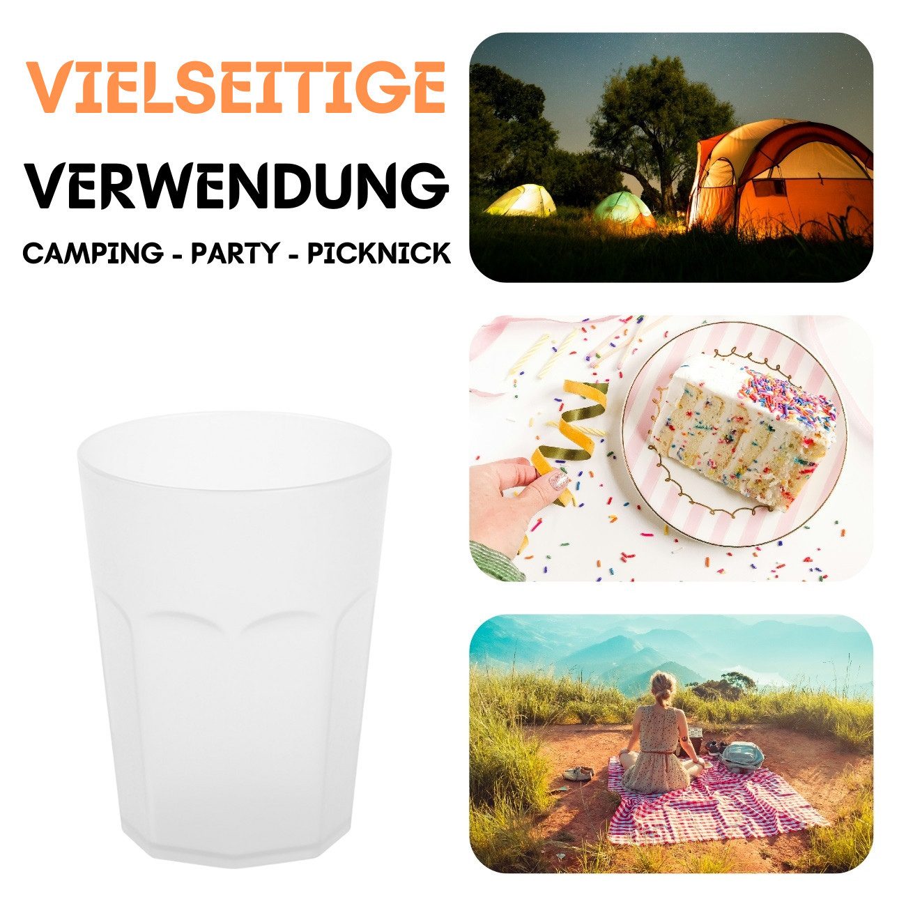 Engelland Becher Plastikbecher in modernen Neonfarben, Mehrweg, 1-tlg., Kunststoff, spülmaschinengeeignet, bruchfest, wiederverwendbar, 250 ml, 0,25 Liter