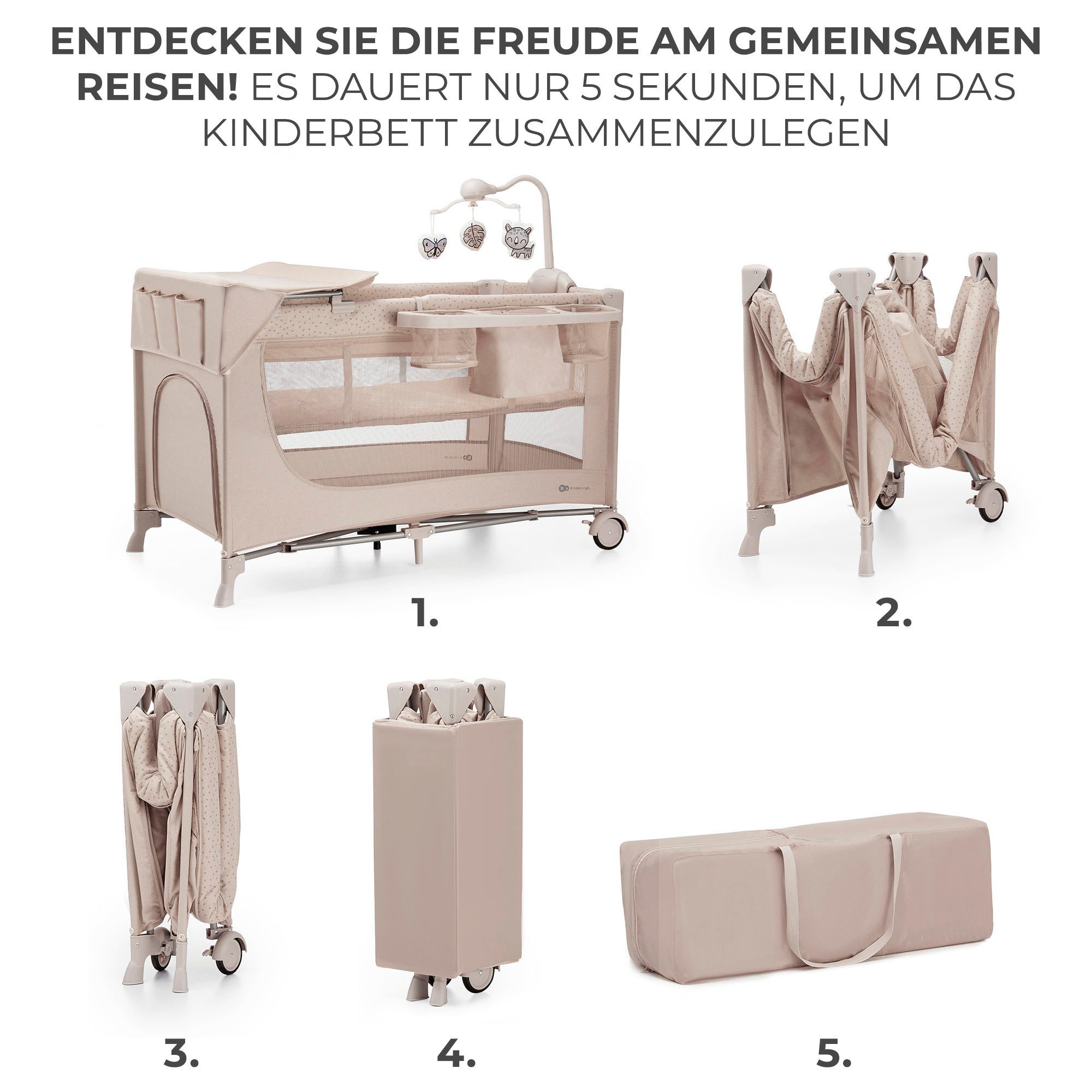 Kinderkraft Baby-Reisebett JOY 2 mit Zubehör