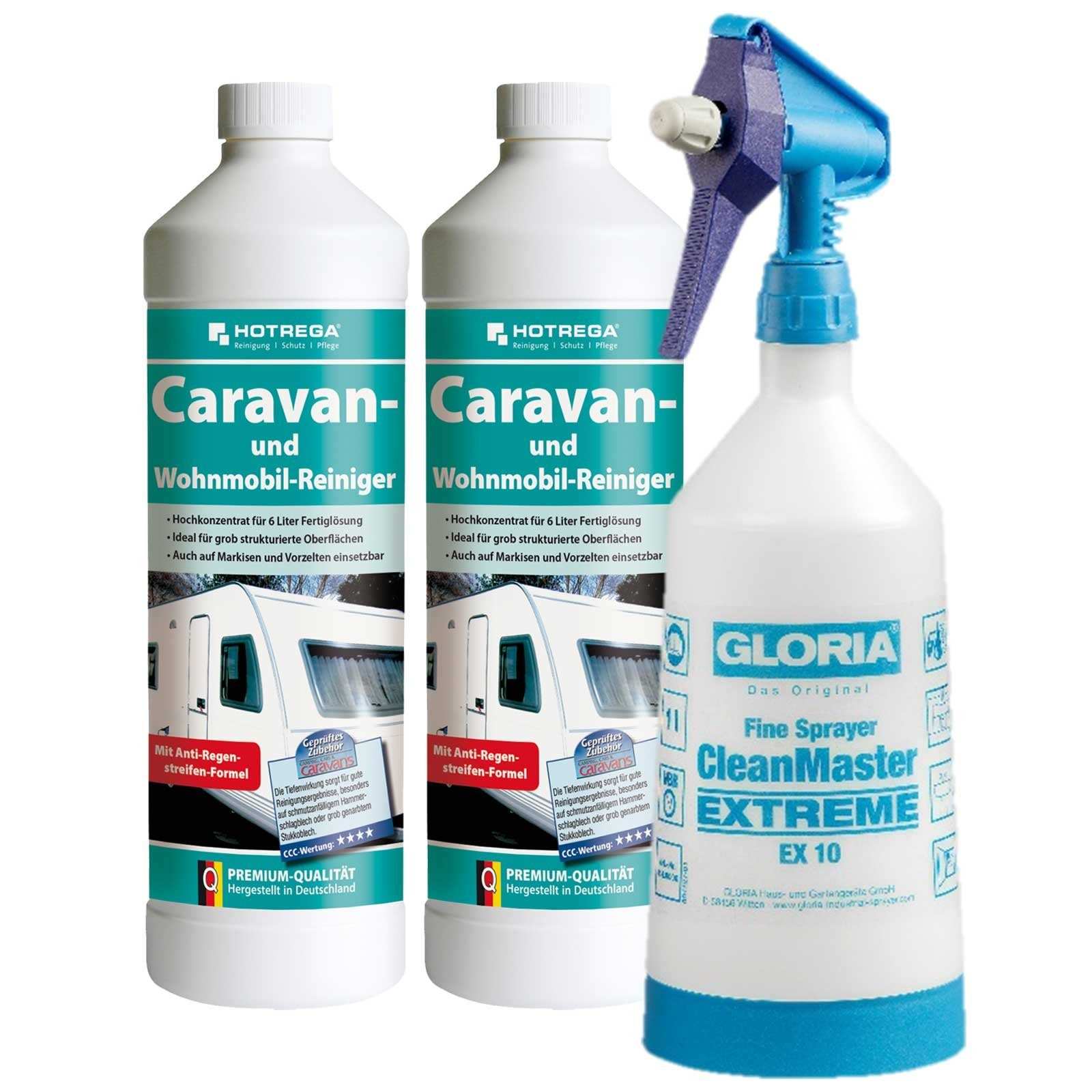 HOTREGA® Caravan mit 2x1L Sprühflasche Reiniger Reinigungskonzentrat Wohnmobil 1L Markisenreiniger