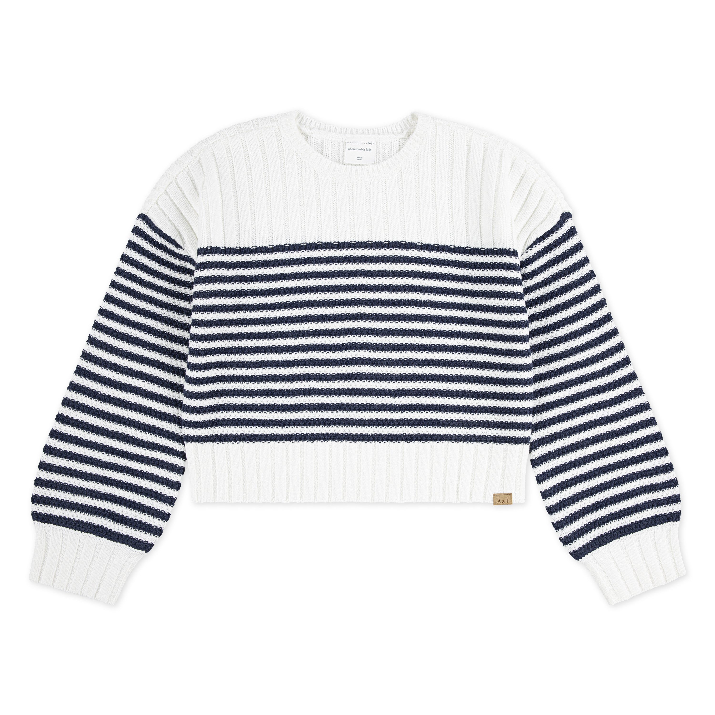 Abercrombie Kids Strickpullover AFG SLASH NECK SWEATER kurz, mit Streifen, for girls