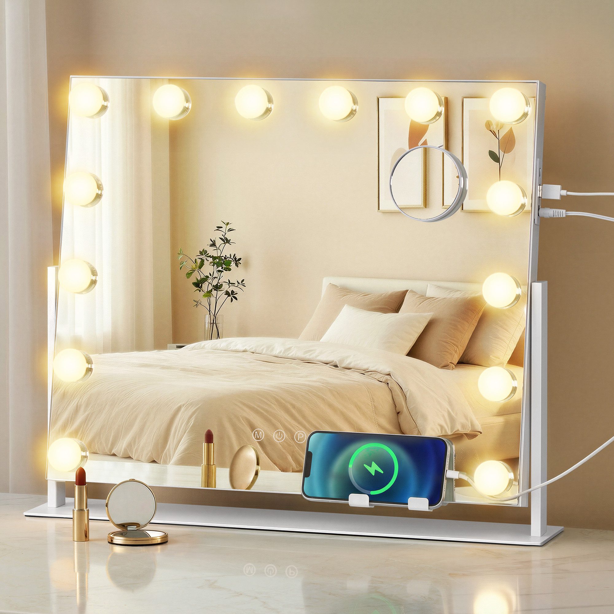 SONGMICS Schminkspiegel, Kosmetikspiegel, verstellbares LED-Licht, mit USB- günstig online kaufen