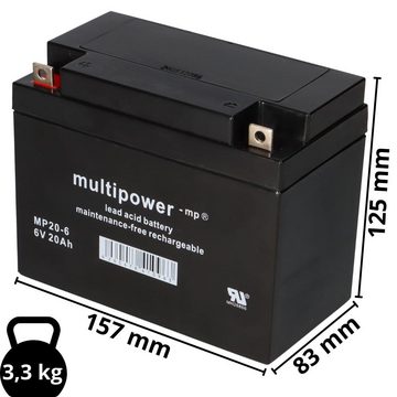 Multipower 4x 6V 20Ah AGM Akku Gel Bleiakku 6V 20Ah Batterie Modellbau Bleiakkus