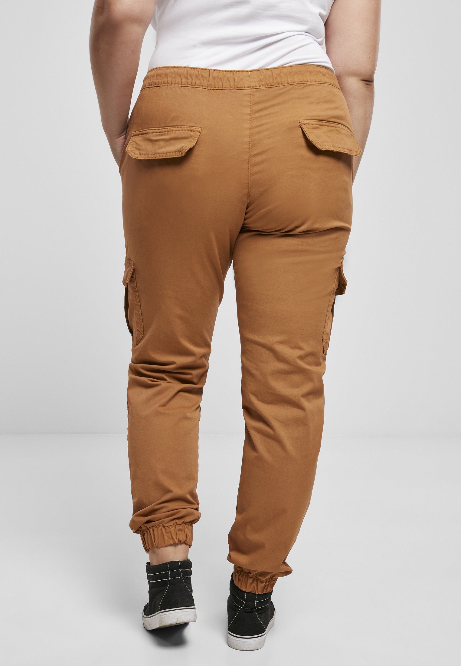 URBAN CLASSICS Cargohose Damen Waist Jogging (1-tlg) Ladies High toffee Pants Cargo