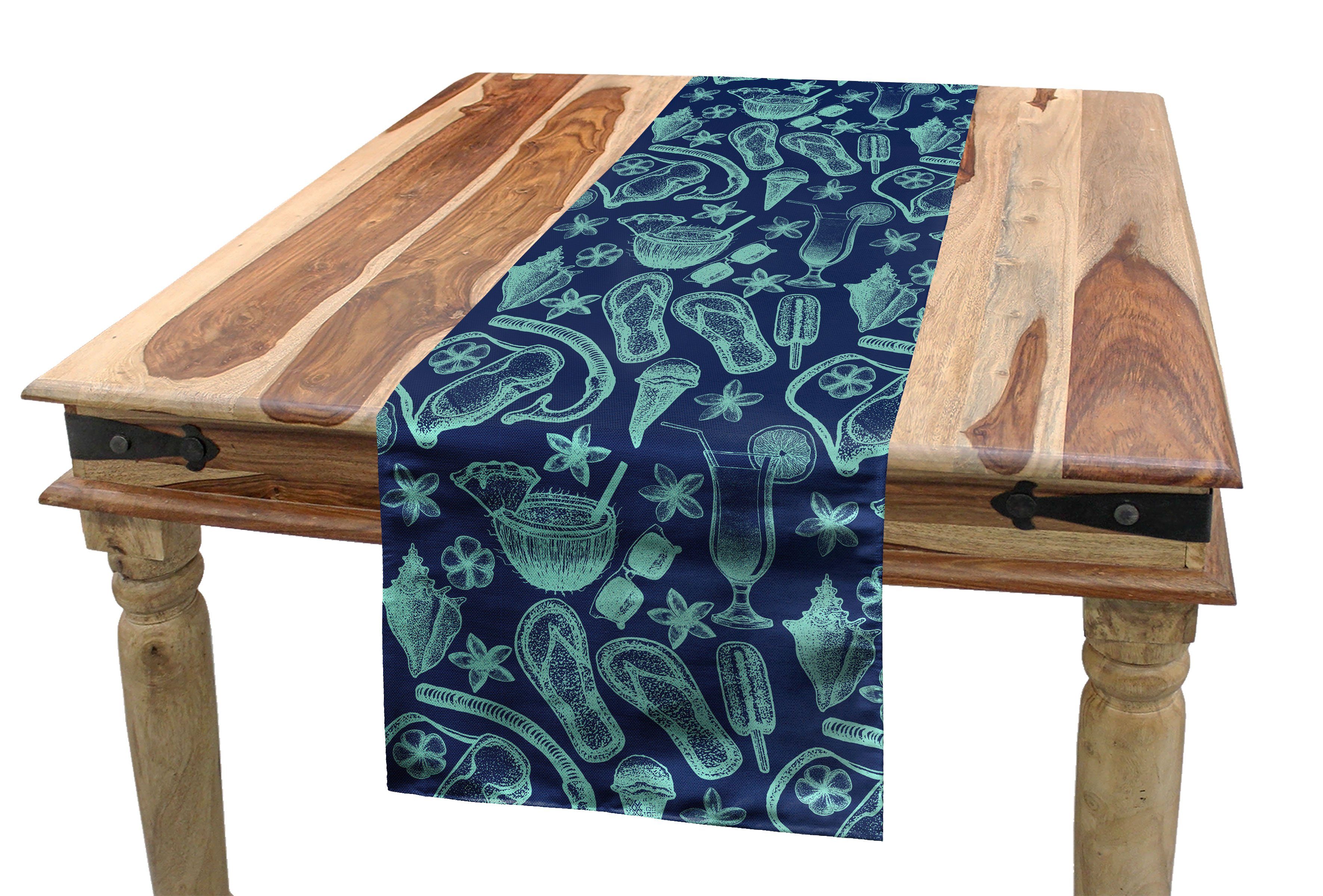 Rechteckiger Tischläufer, Tischläufer Flip Exotic Dekorativer Abakuhaus Design Summer Küche Flops Esszimmer