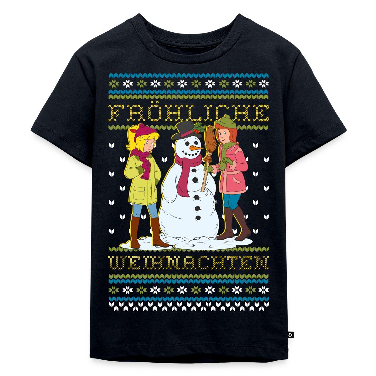T-Shirt Bibi Und Tine Fröhliche Weihnachten Ugly Christmas Kinder Premium T-Sh