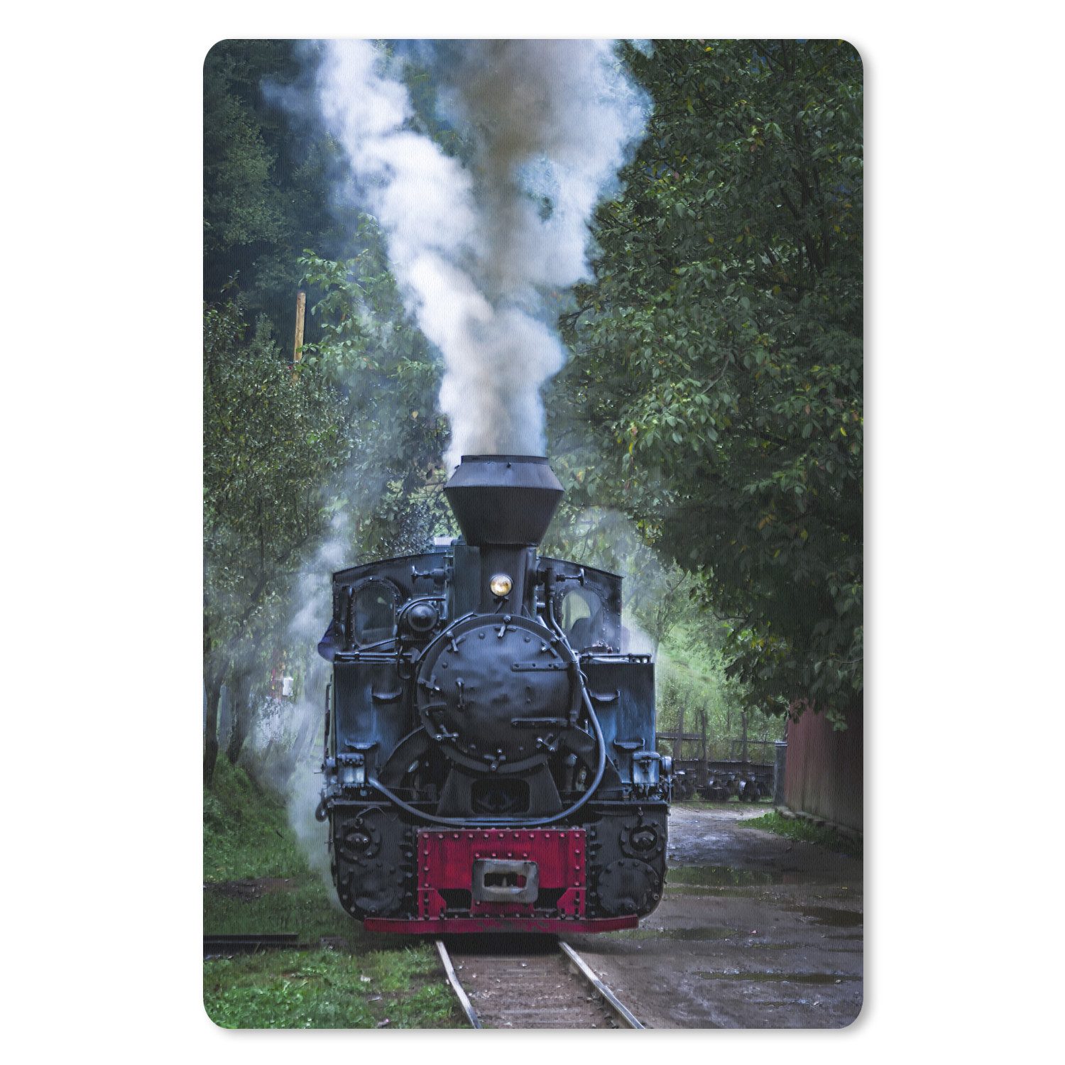 MuchoWow Mauspad Eine Dampflokomotive in den grünen Wäldern (1-St), Maus Pad Klein, Gaming Zubehör, Büro Deko, 18x27 cm
