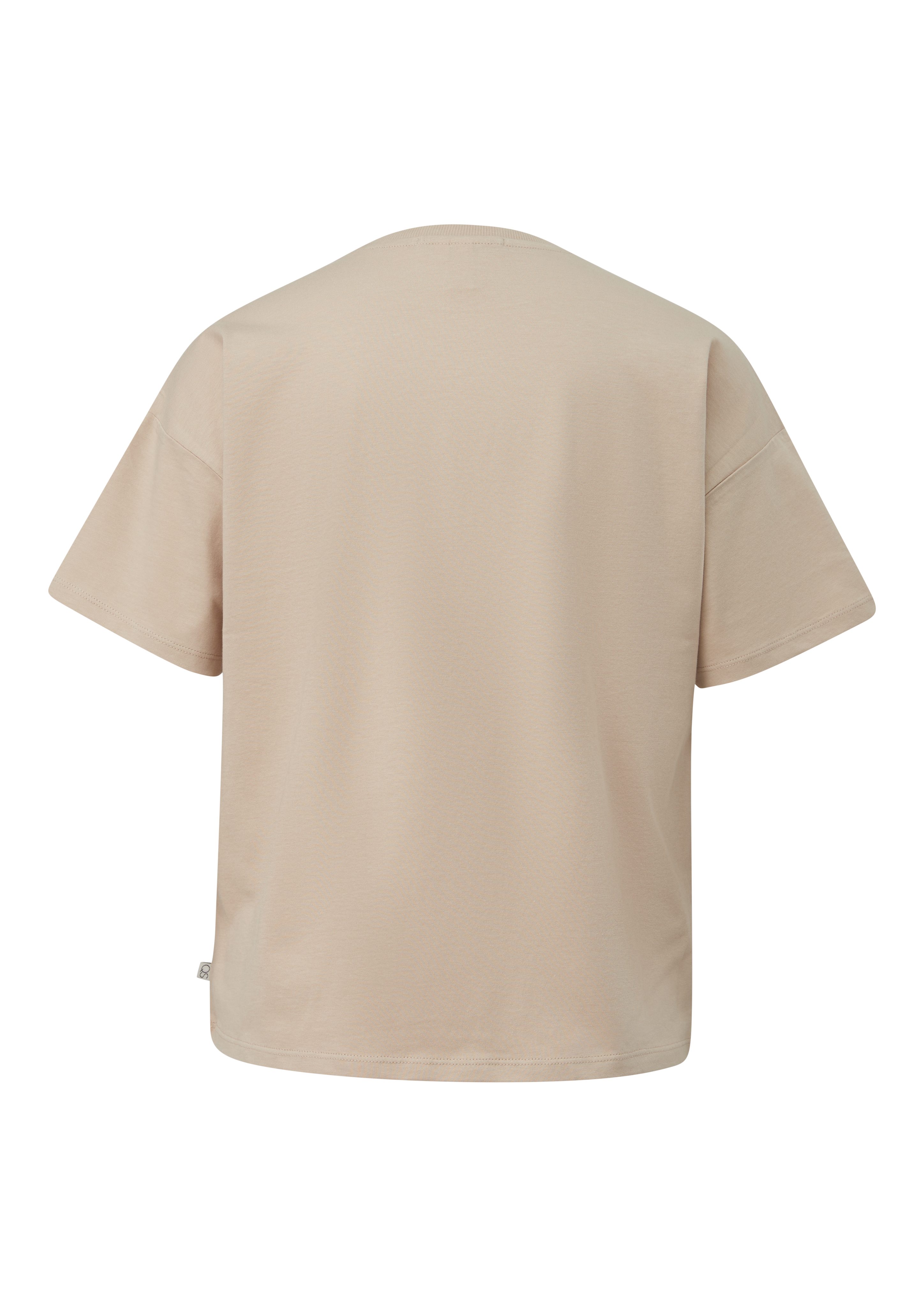 QS Kurzarmshirt Baumwollshirt mit überschnittener Schulter günstig online kaufen