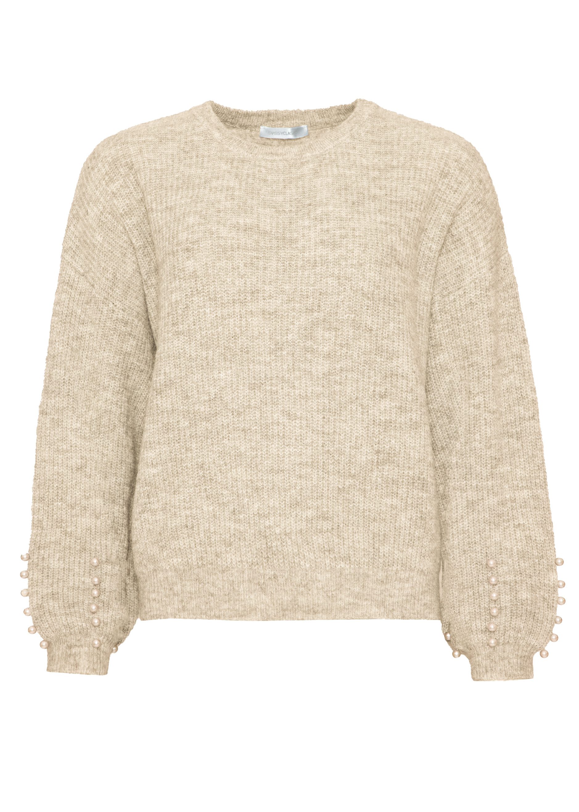 SASSYCLASSY Strickpullover Pullover mit Perlendetails für Damen Eleganter P günstig online kaufen