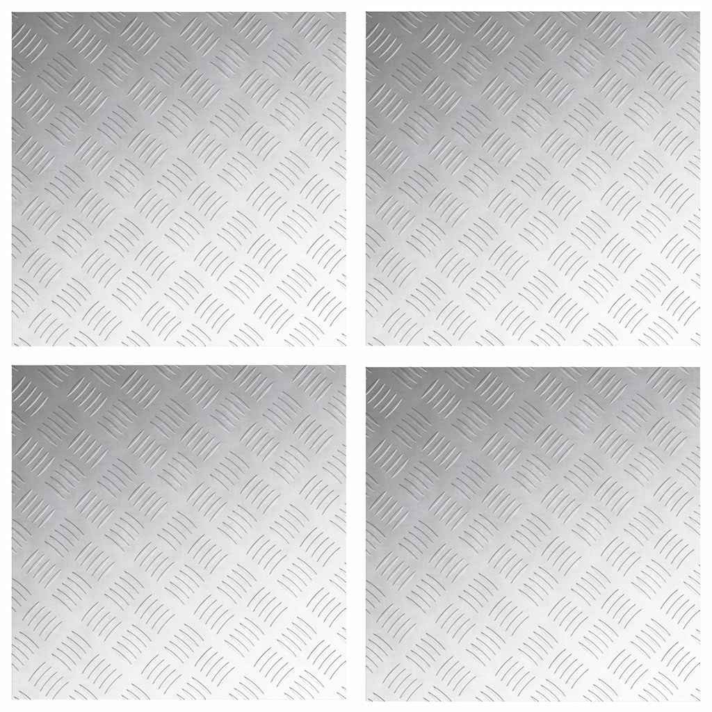 vidaXL Stufenmatte Treppe Tritt Quadratisch 4 pcs Silber 50 x 50 cm Aluminium, Quadratisch