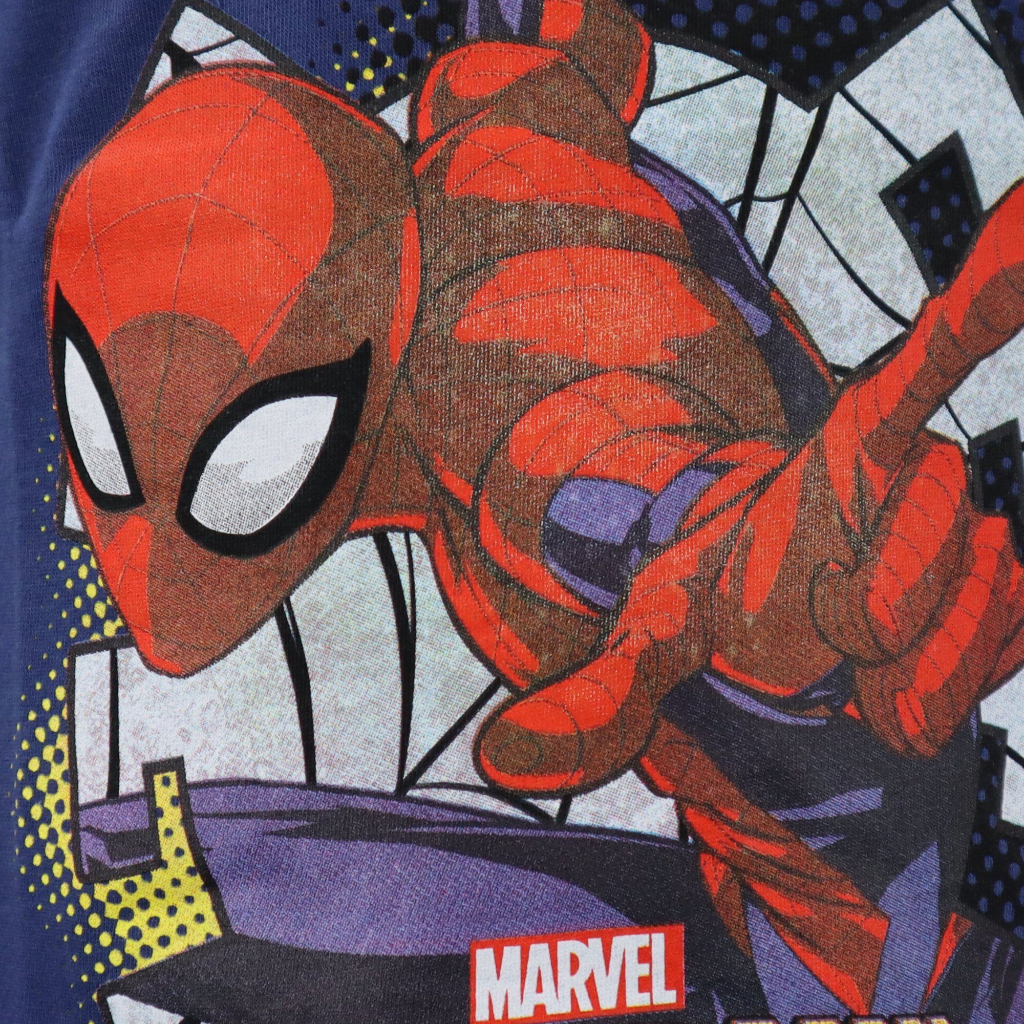Baumwolle Spiderman bis Print-Shirt Dunkelblau Kinder Jungen T-Shirt Shirt MARVEL 98 kurzarm 100% Gr. 128,