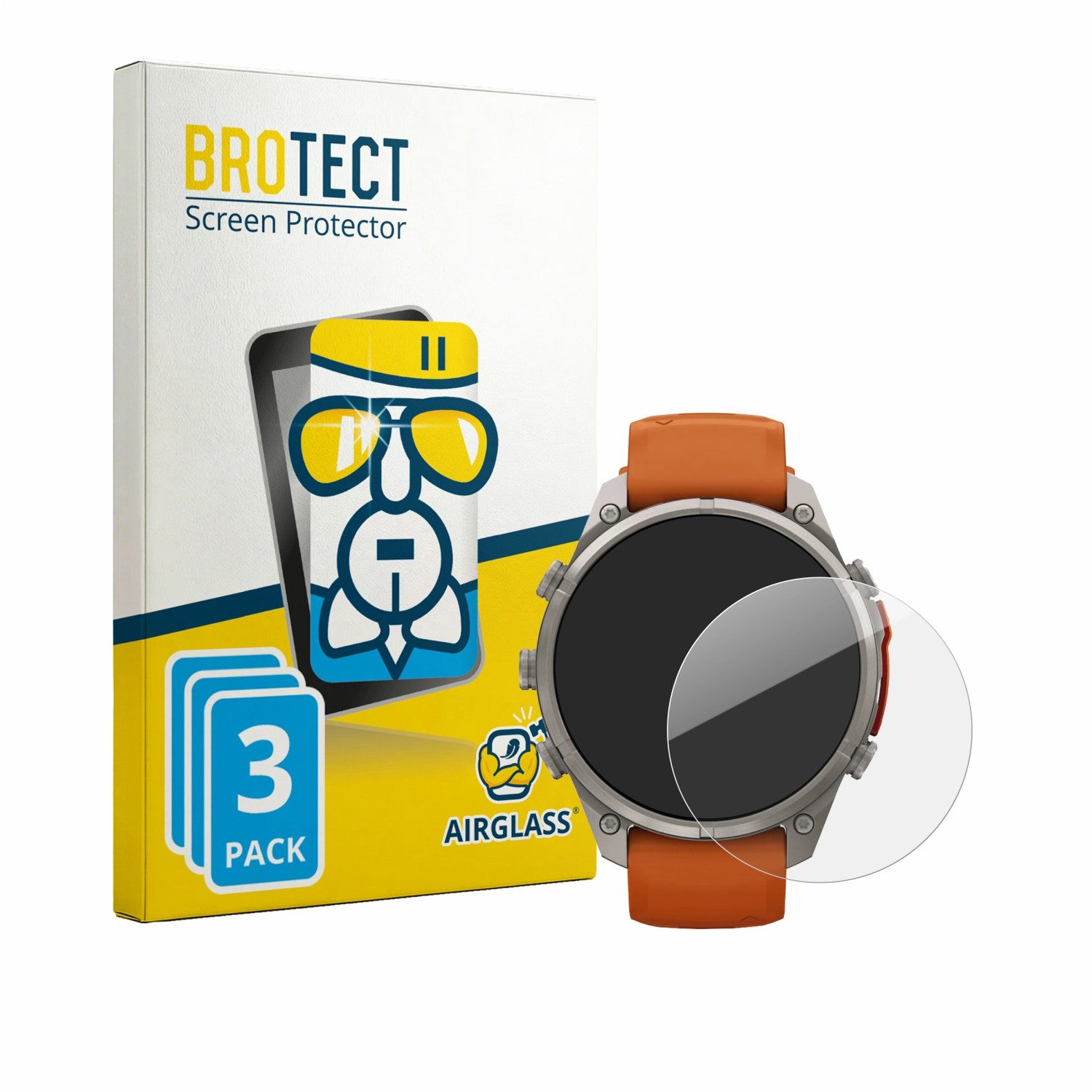 BROTECT Displayschutzglas Folie für Garmin Fenix 9 Pro (47 mm), 3 Stück, Schutzfolie Glas Panzer Display Schutz klar
