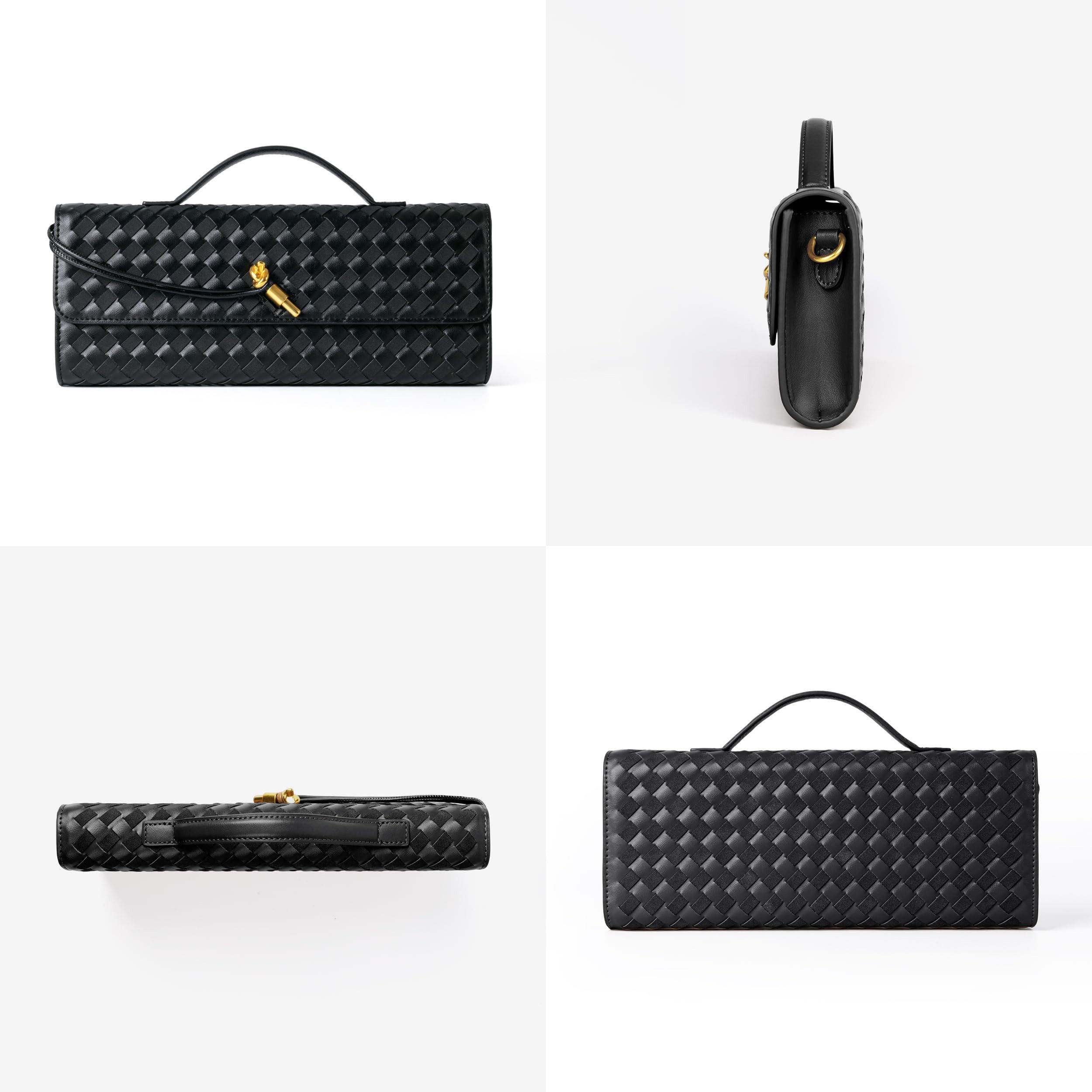 nsihing Abendtasche Geflochtene Damen-Clutch–Abendtasche– Geflochtenes Leder und Wildleder, Handtasche,Umhängetasche,Geldbörse aus Wildleder,elegante Abendtasche.