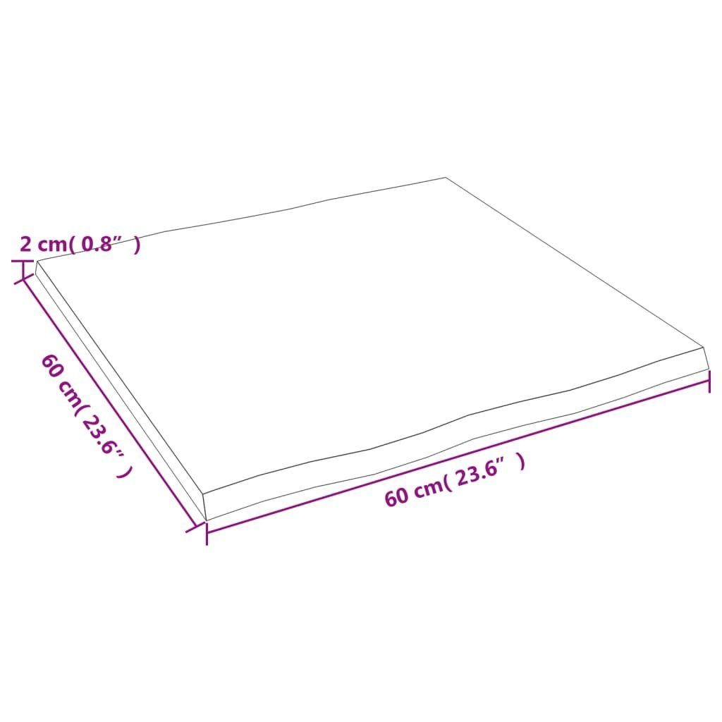 furnicato Tischplatte 60x60x2 cm Massivholz Eiche Baumkante Behandelt (1 St)