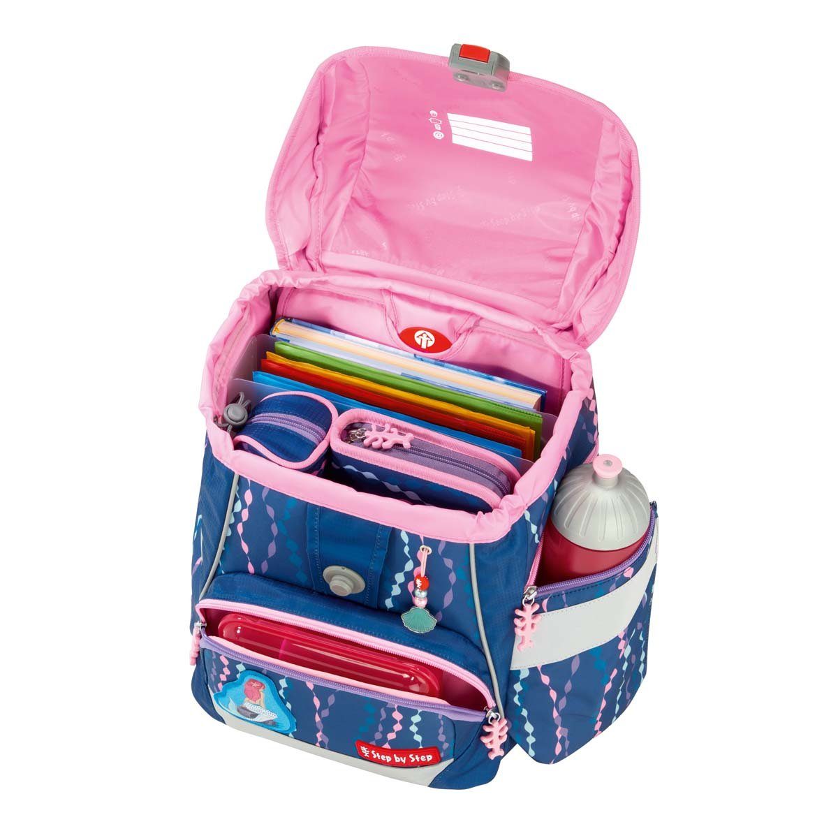 Step by Step Schulranzen Schulranzen-Set 2IN1 PLUS Mermaid Bella 8-teilig (8-teilig), 1. - 4. Klasse, ergonomisch, Easy-Grow-System