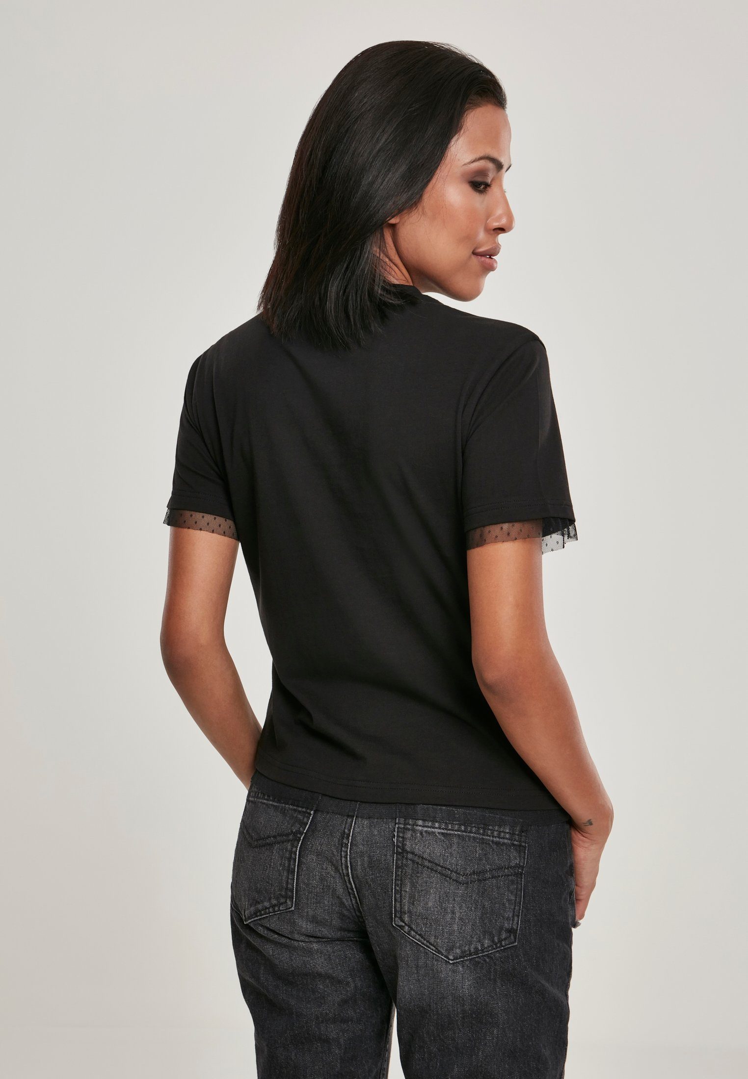 URBAN CLASSICS T-Shirt TB2800 black Lace Hem Boxy