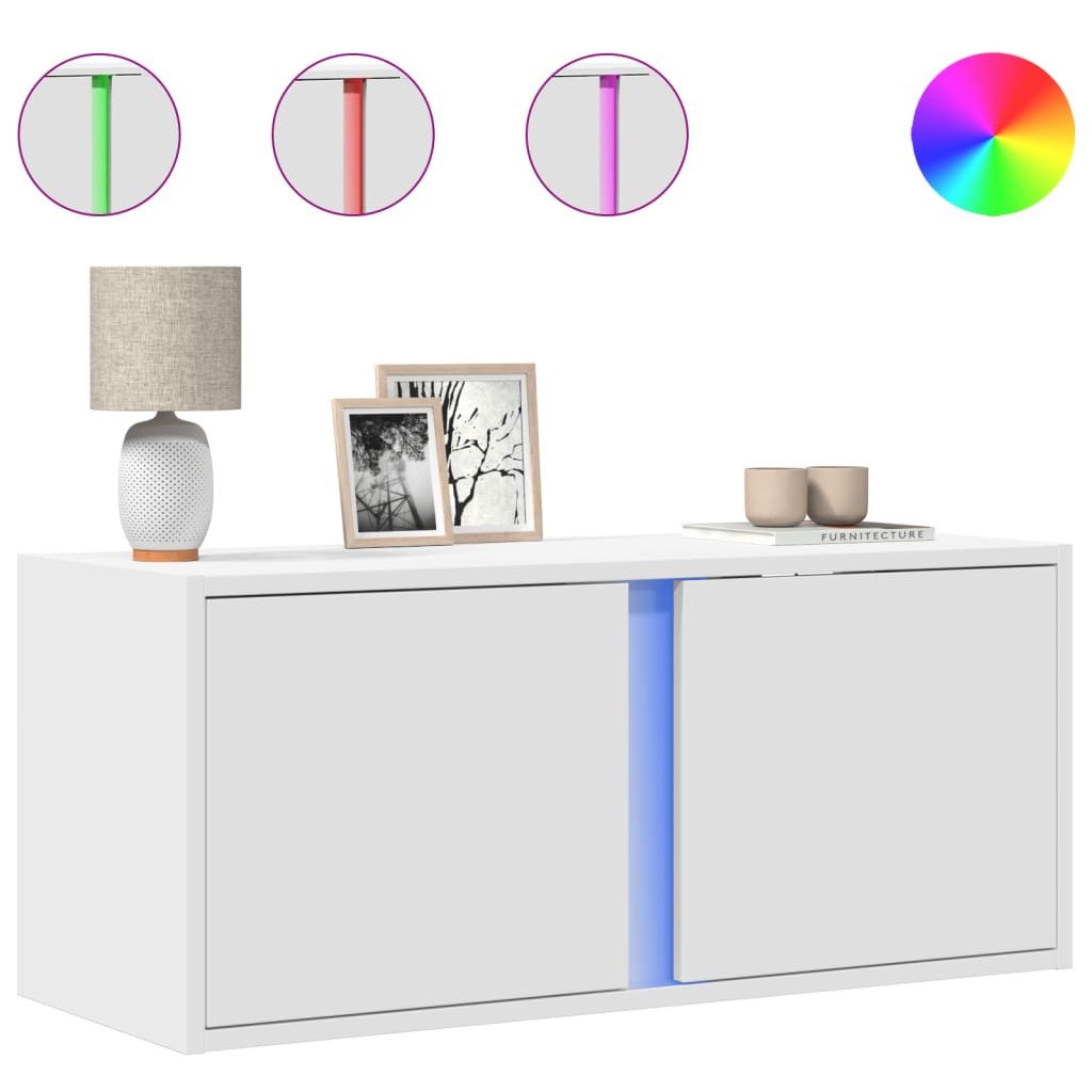 vidaXL TV-Wand TV-Wandschrank mit LED-Beleuchtung Weiß günstig online kaufen