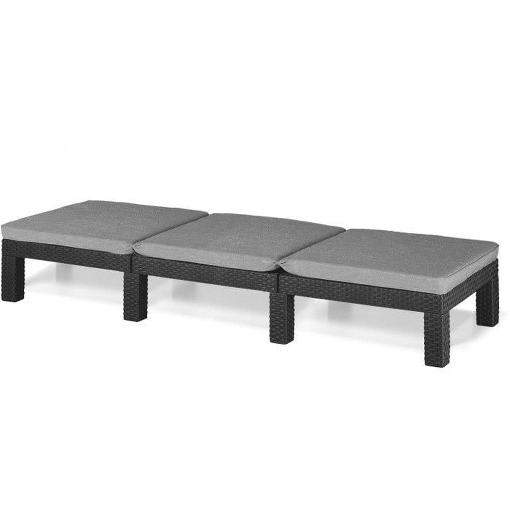 Allibert Gartenliege Keter Sessel lang mit Daytona Graphit 441306 Kissen