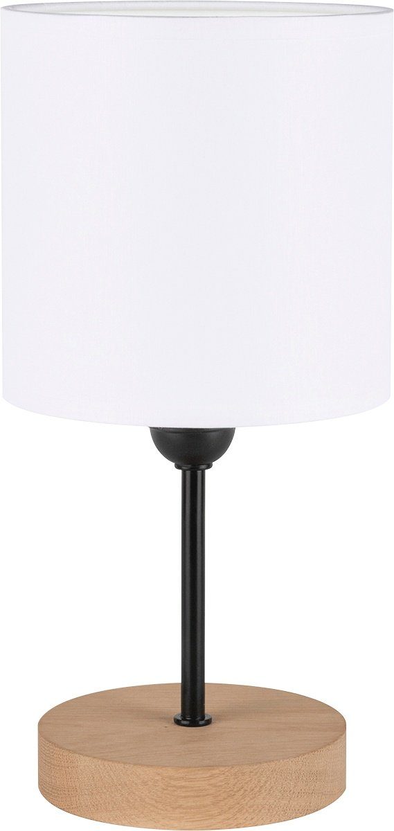 MeLiTec Tischleuchte T165, warmweiß, LED, Tischleuchte, Design, Stoffschirm, Eiche, Beistelleuchte, Holzbein, creme. € 23,99