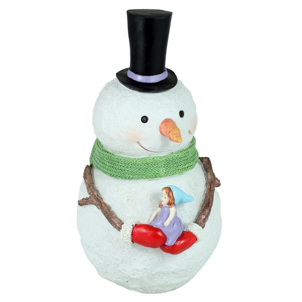 colourliving Weihnachtsfigur Schneemann Figur mit Zylinder Weihnachtsfiguren, Handbemalt, auch als Fensterdeko geeignet, Weihnachtsdeko